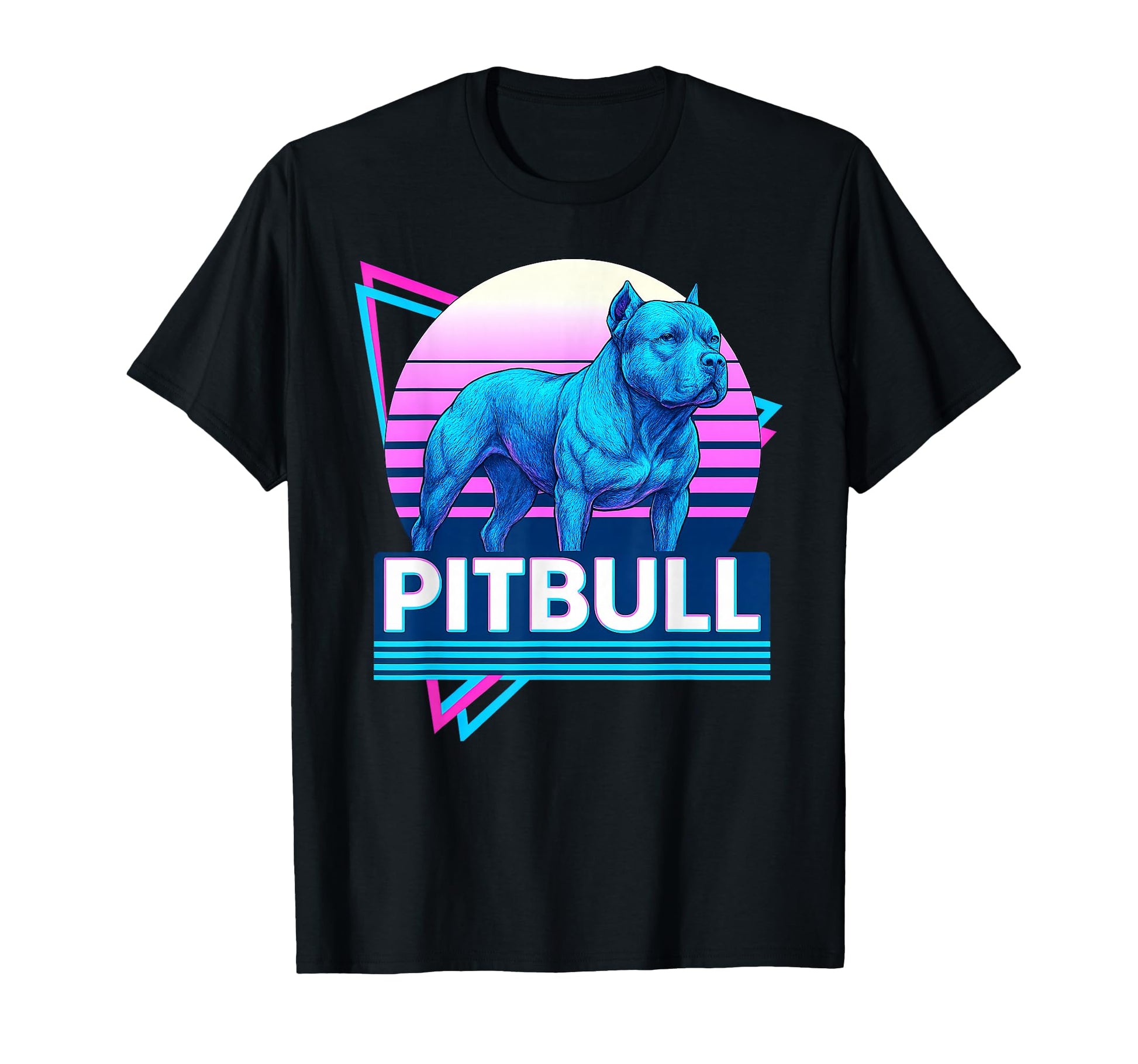 Pit Bull Synthwave Aesthetic Dog Lover T-Shirt - Graphic Print Unisex - T-Shirt, Sweatshirt, Hoodie