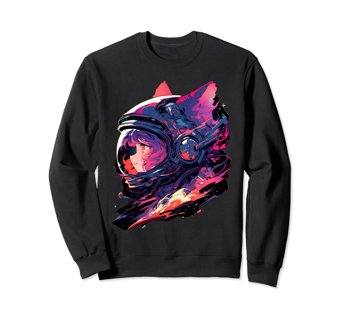 80S 90S Aesthetic Vaporwave Space Cat Sweatshirt - Graphic Print Unisex - T-Shirt, Sweatshirt, Hoodie