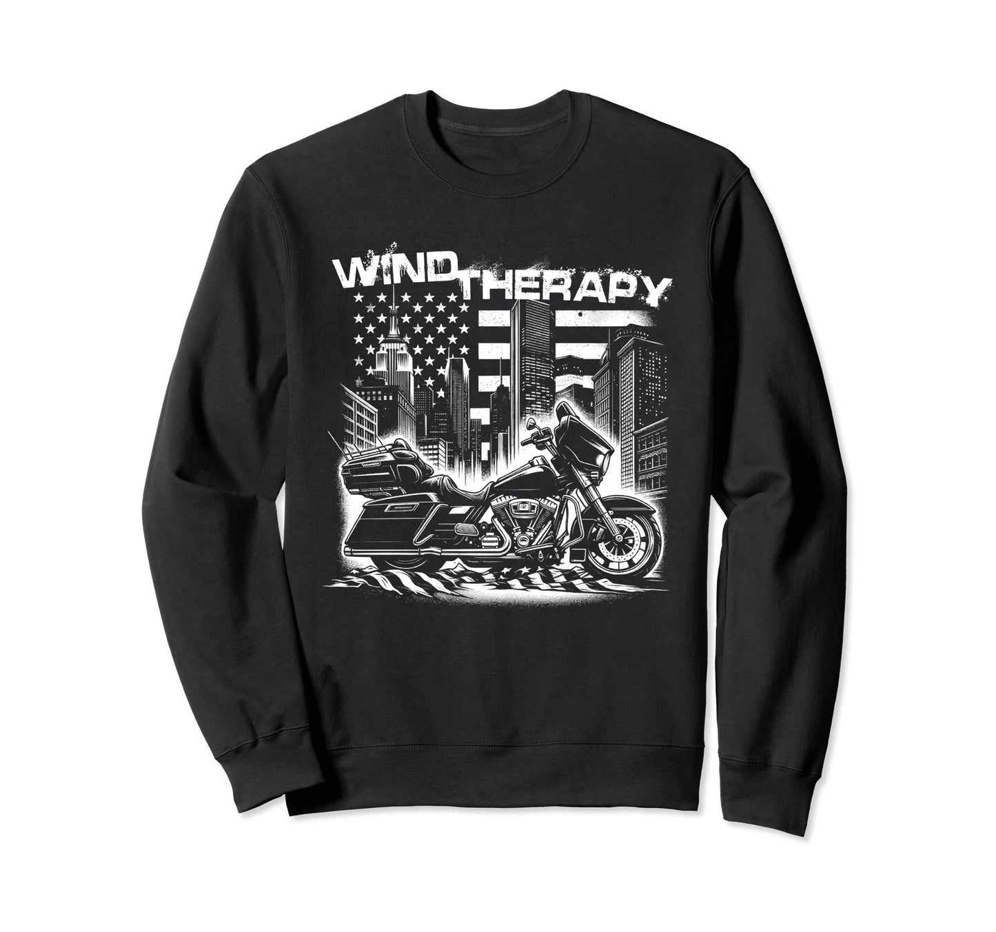 Motorcycle Rider Wind Therapy Funny Sweatshirt - Unique Graphic Unisex - T-Shirt, Sweatshirt, Hoodie
