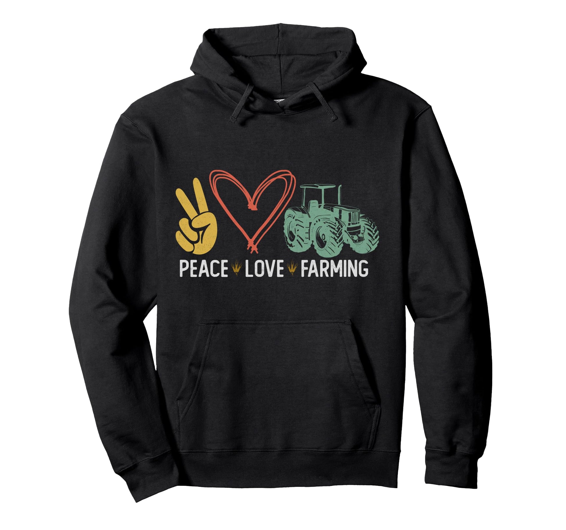 Farming Farmer Tractor Peace Love Farming Hoodie - Graphic Print Men Women - T-Shirt, Sweatshirt, Hoodie