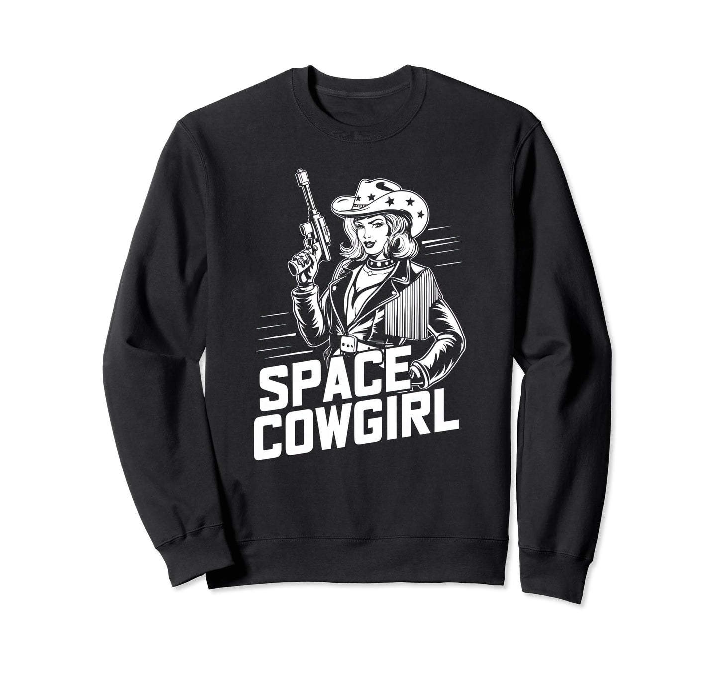 Space Cowgirl Galactic Western Sweatshirt - Minimalist Print for Adults - T-Shirt, Sweatshirt, Hoodie