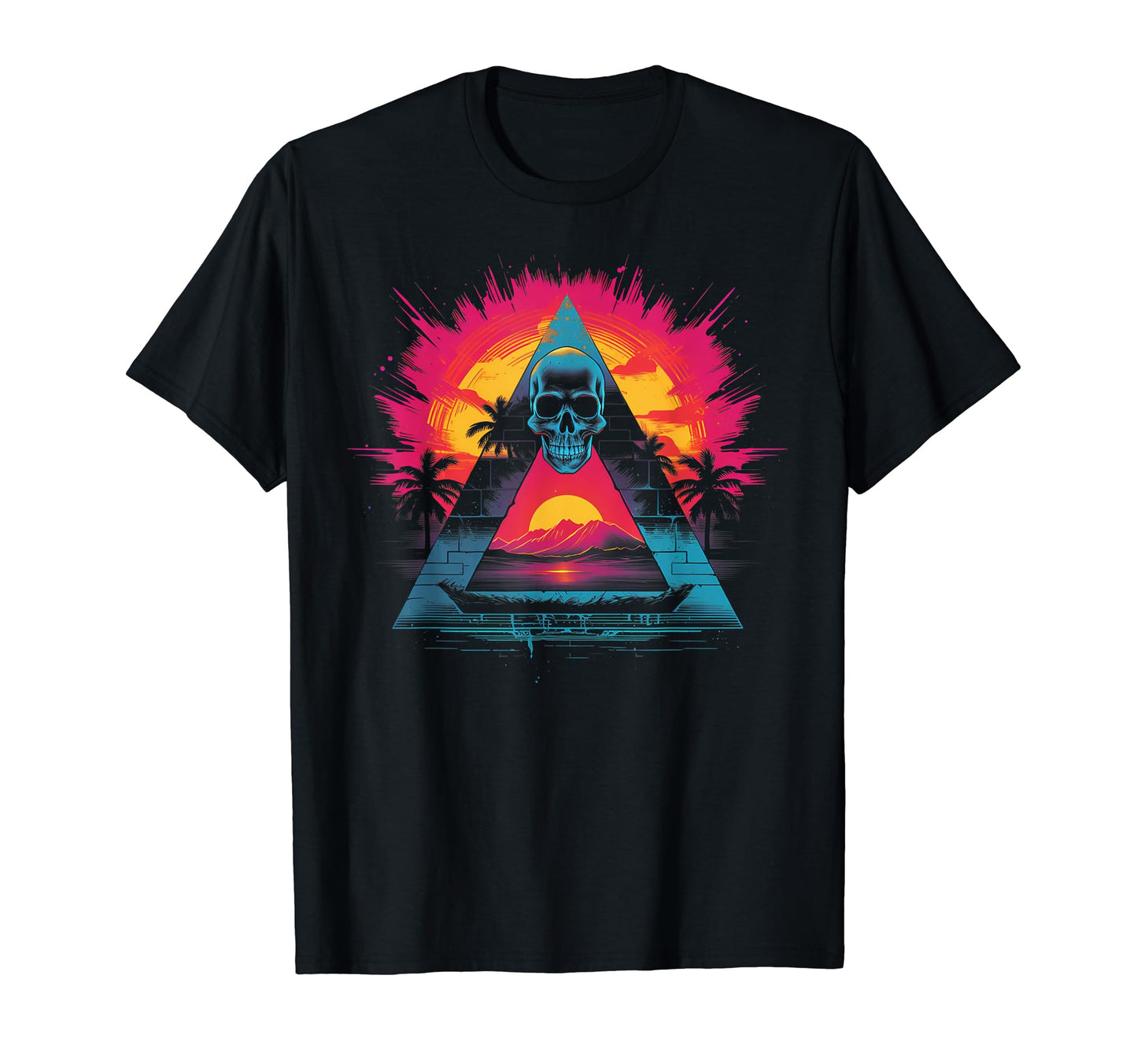 Skull Vaporwave Retrowave Aesthetic T-Shirt - Custom Art Print for Adults - T-Shirt, Sweatshirt, Hoodie