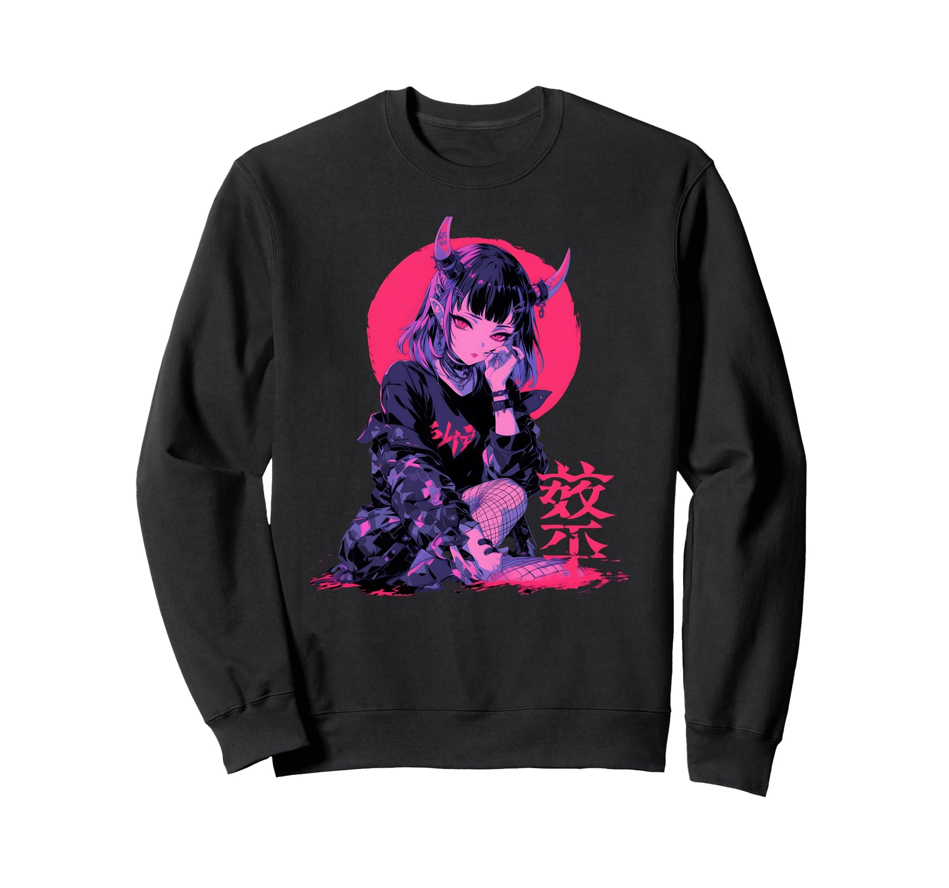 Goth Grunge Demon Anime Waifu Sweatshirt - Aesthetic Graphic for Adults - T-Shirt, Sweatshirt, Hoodie