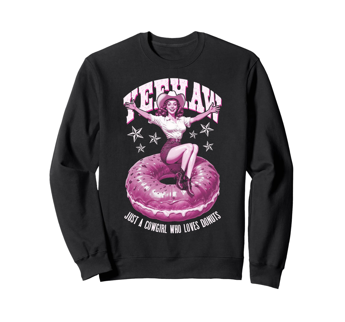 Just Cowgirl Who Loves Donuts Sweatshirt - Aesthetic Graphic for Adults - T-Shirt, Sweatshirt, Hoodie