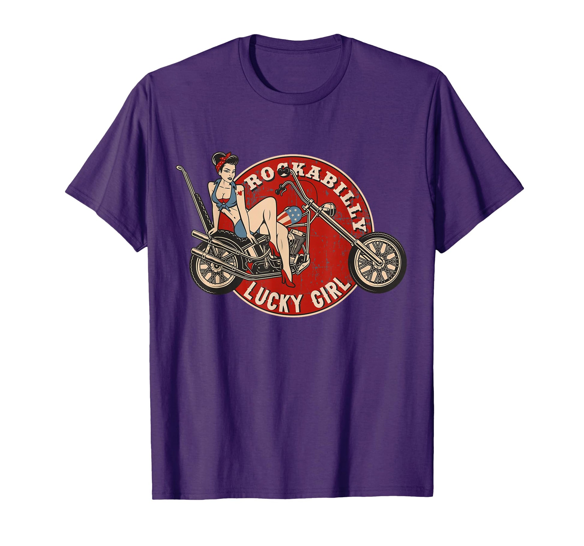 Motorcycle Pinup Old School T-Shirt - Fun Novelty Design Men Women - T-Shirt, Sweatshirt, Hoodie