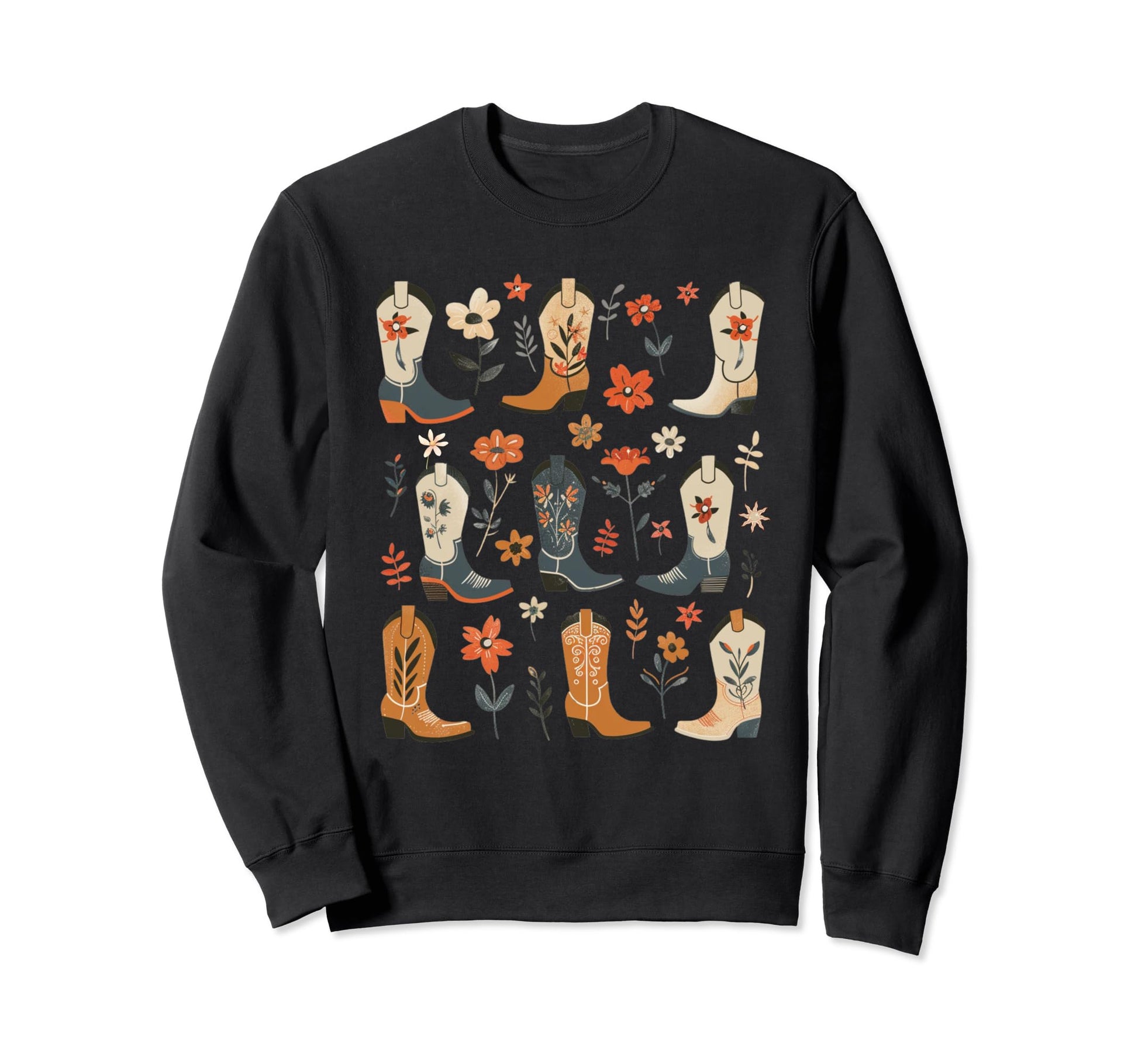 Western Cowgirl Boots And Sweatshirt - Casual Everyday Wear Men Women - T-Shirt, Sweatshirt, Hoodie
