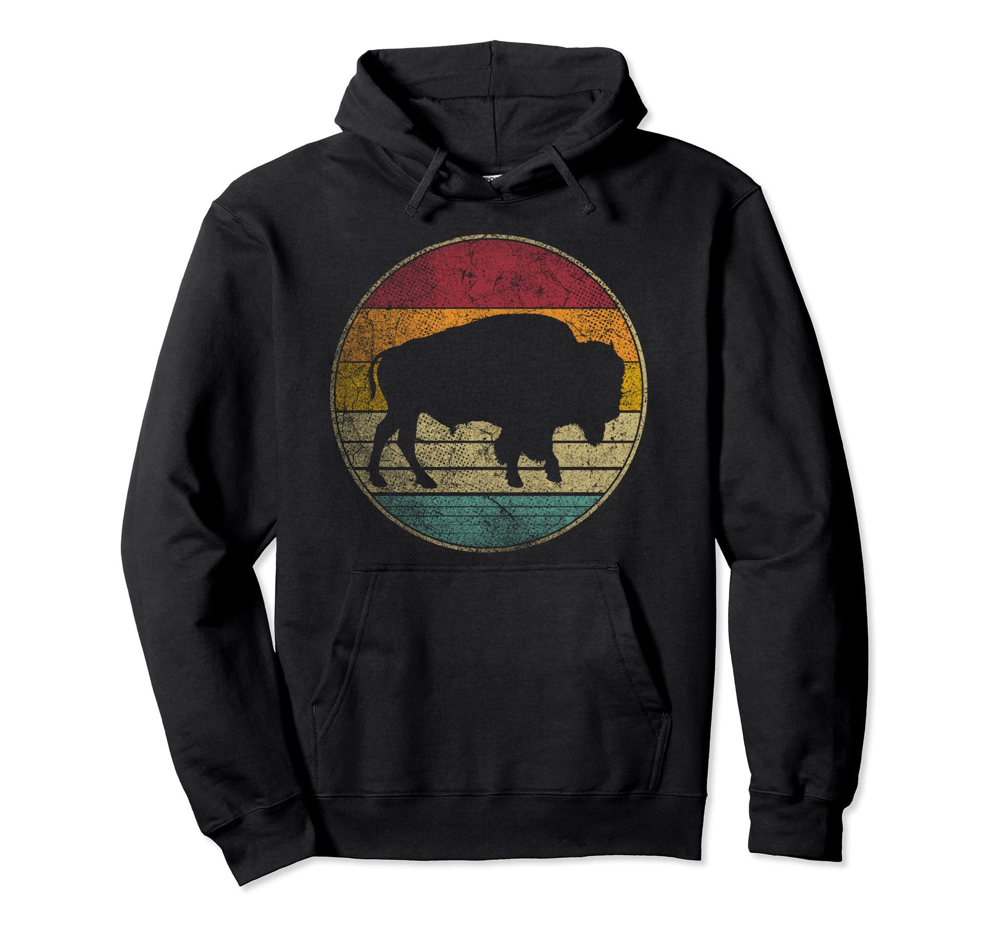Distressed Silhouette Buffalo Bison Hoodie - Custom Art Print for Adults - T-Shirt, Sweatshirt, Hoodie