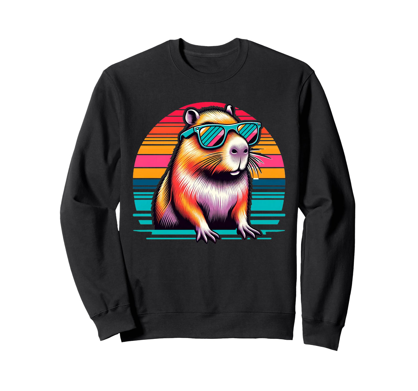 Funny Capybara Sunglasses Vaporwave Sweatshirt - Trendy Graphic Unisex - T-Shirt, Sweatshirt, Hoodie