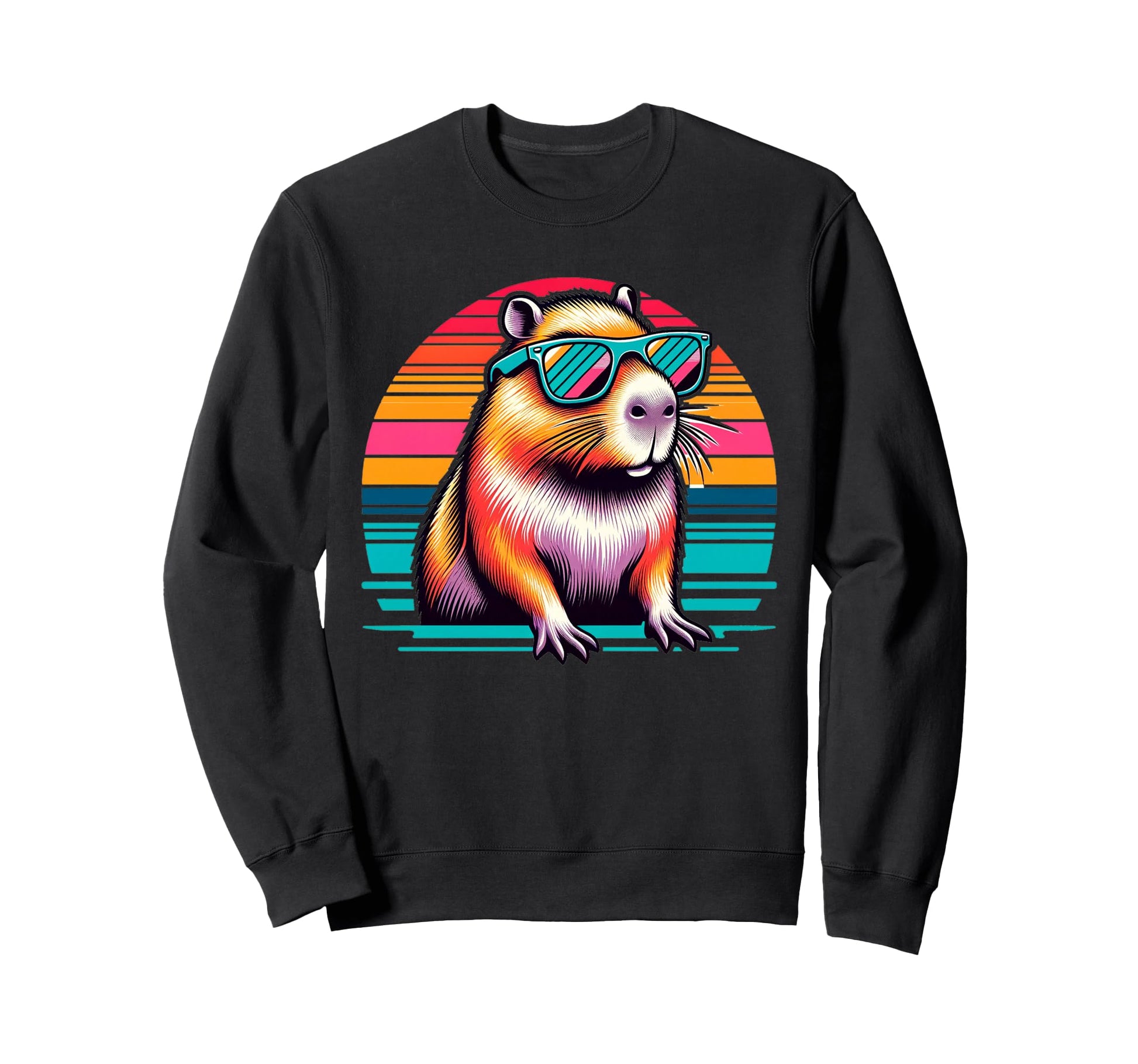 Funny Capybara Sunglasses Vaporwave Sweatshirt - Trendy Graphic Unisex - T-Shirt, Sweatshirt, Hoodie