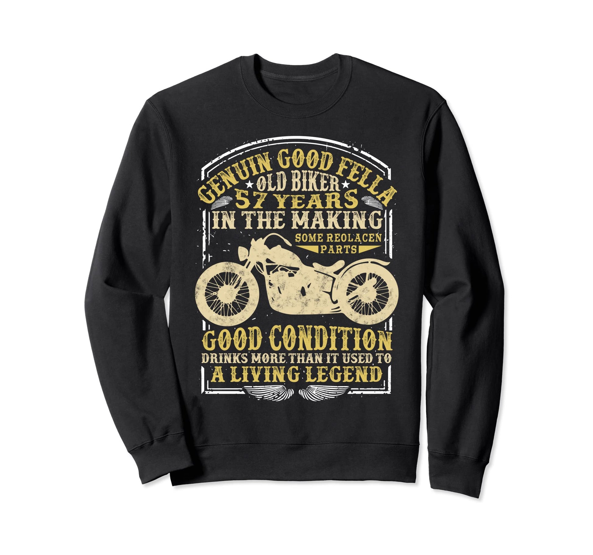 57 Years Old Biker Birthday Sweatshirt - Novelty Apparel Men Women - T-Shirt, Sweatshirt, Hoodie