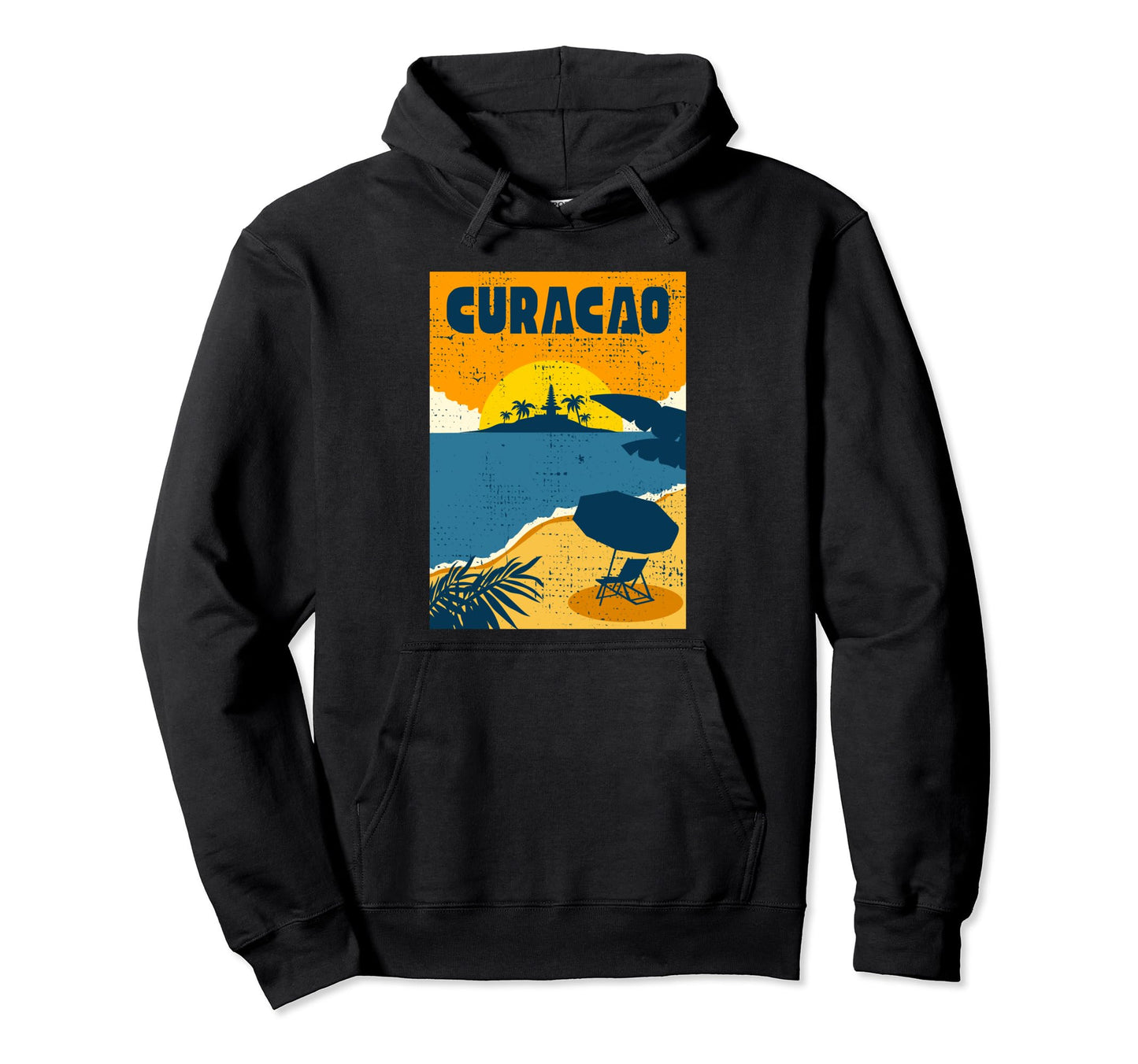 Curacao West Indies Beach Palm Trees Hoodie - Custom Art Print Unisex - T-Shirt, Sweatshirt, Hoodie