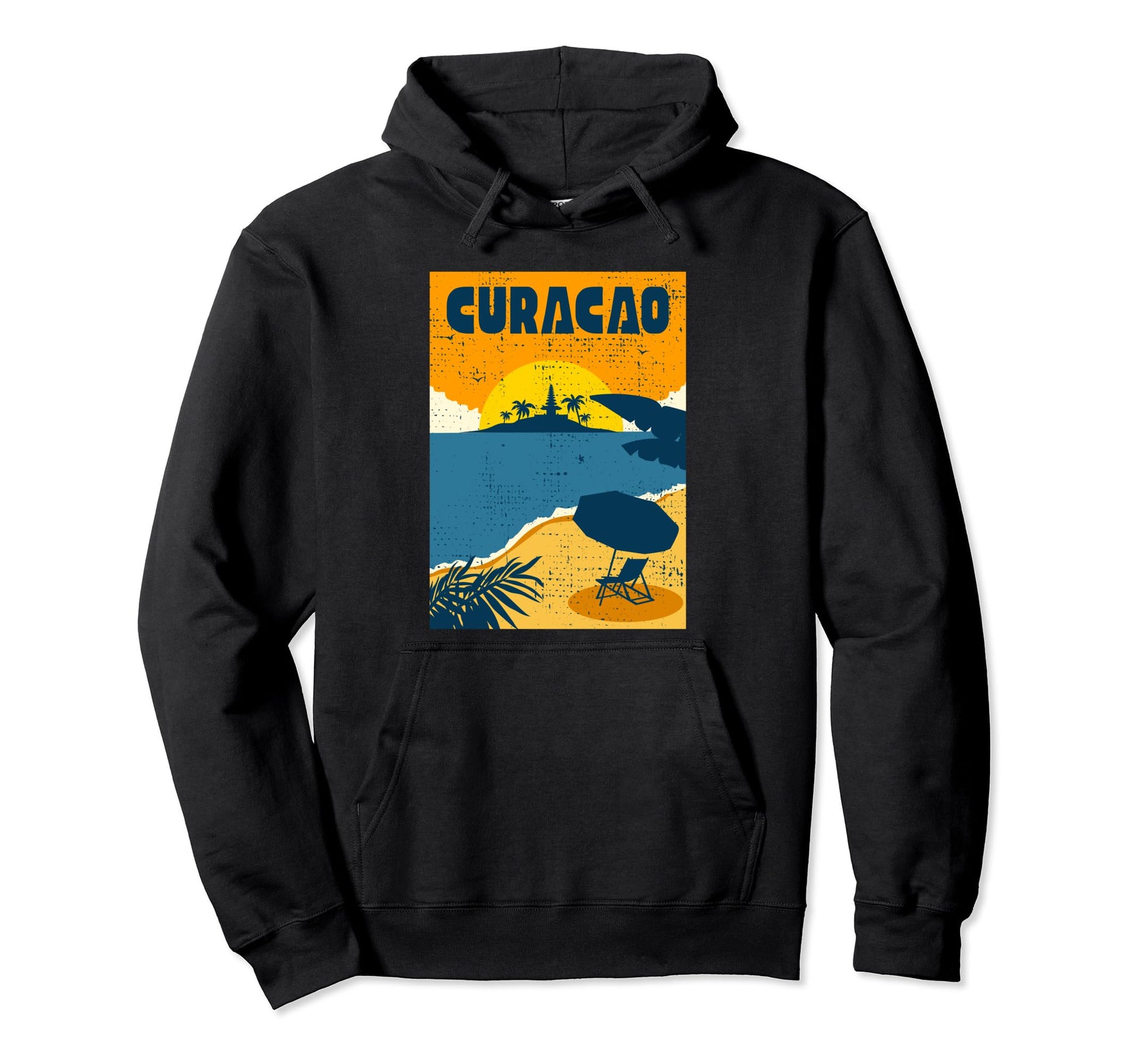 Curacao West Indies Beach Palm Trees Hoodie - Custom Art Print Unisex - T-Shirt, Sweatshirt, Hoodie