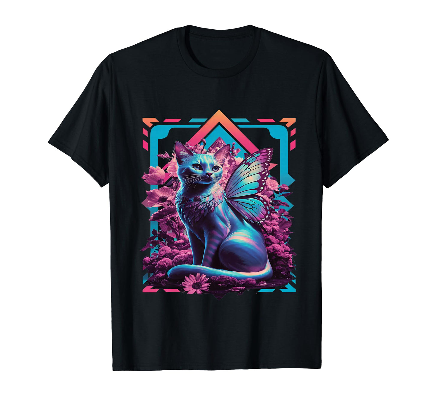 Butterfly Cat Vaporwave Cat T-Shirt - Minimalist Print for Adults - T-Shirt, Sweatshirt, Hoodie