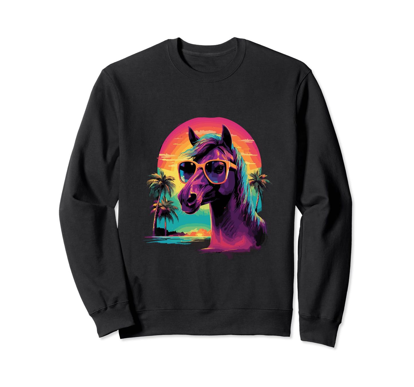 Funny Horse Vaporwave Aesthetic Sweatshirt - Streetwear Style for Adults - T-Shirt, Sweatshirt, Hoodie