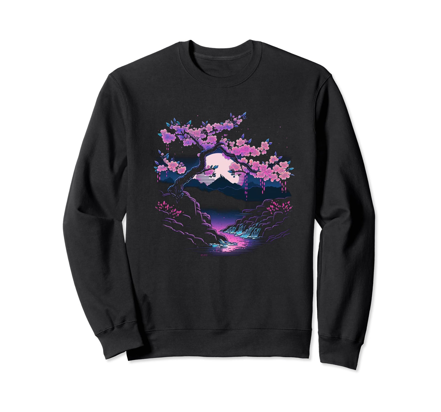Japanese Vaporwave Art Cherry Blossom Sweatshirt - Custom Art Print Unisex - T-Shirt, Sweatshirt, Hoodie