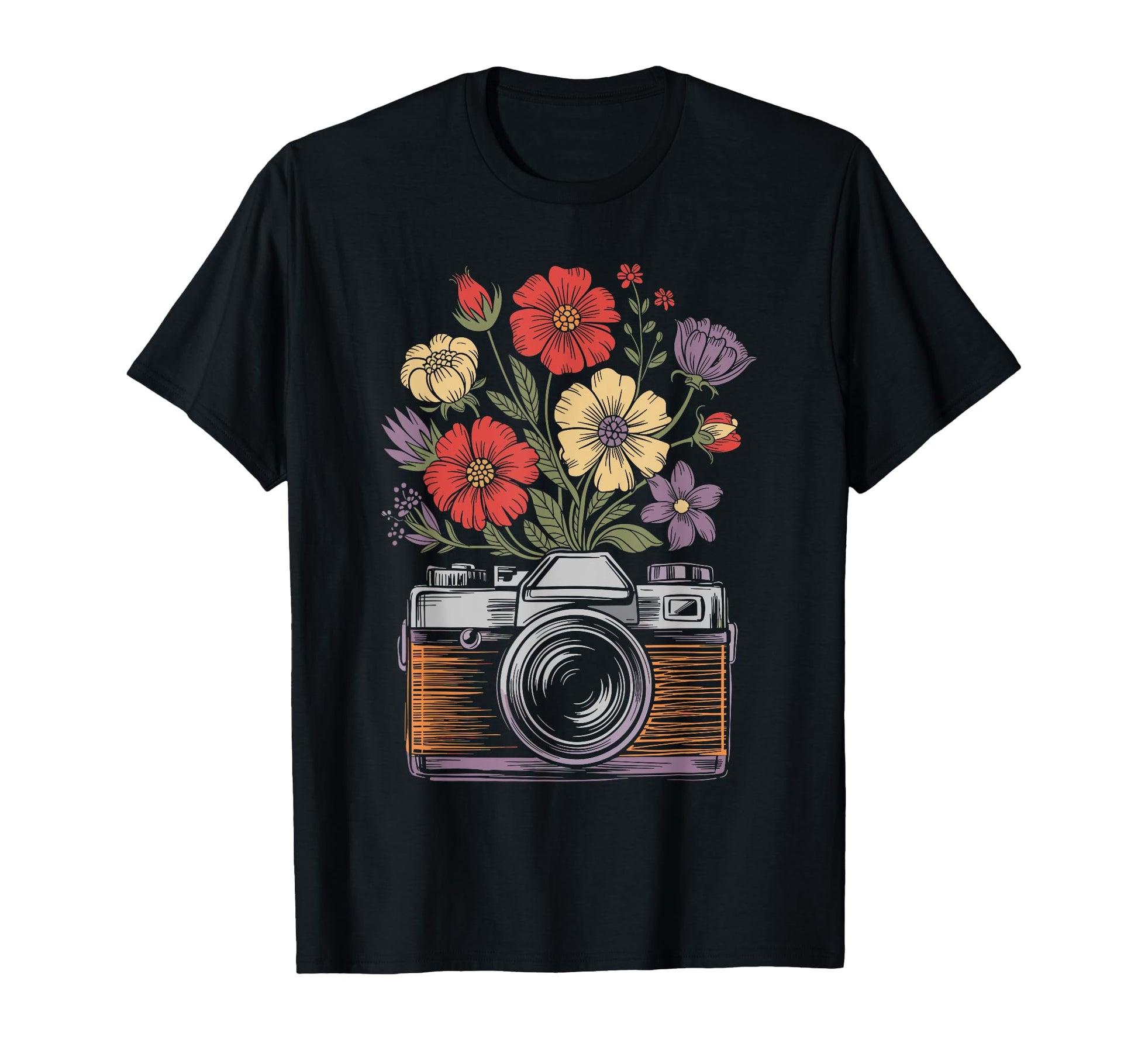 Camera Photography Art Floral Photographer T-Shirt - Unique Graphic Unisex - T-Shirt, Sweatshirt, Hoodie