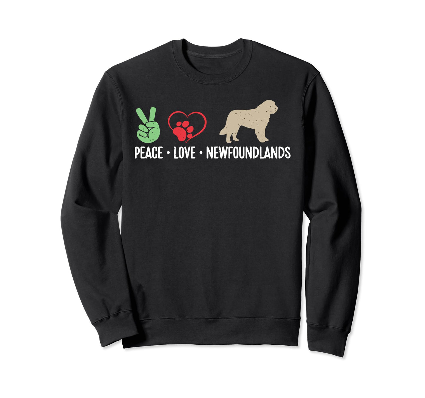 Peace Love Newfoundlands Dog Sweatshirt - Novelty Apparel Unisex - T-Shirt, Sweatshirt, Hoodie