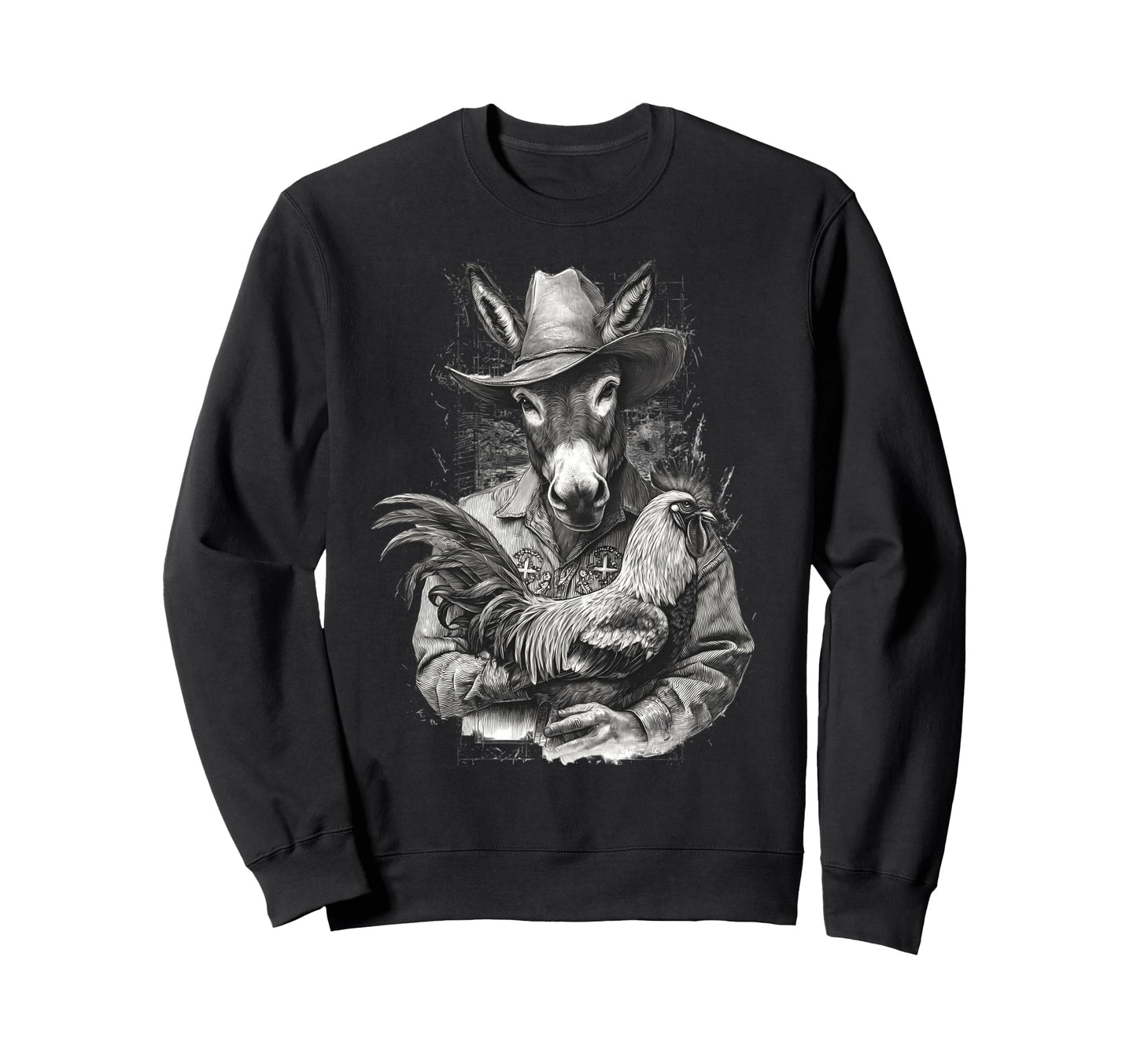 Donkey Cowboy Rodeo Cowgirl Sweatshirt - Fun Novelty Design for Adults - T-Shirt, Sweatshirt, Hoodie