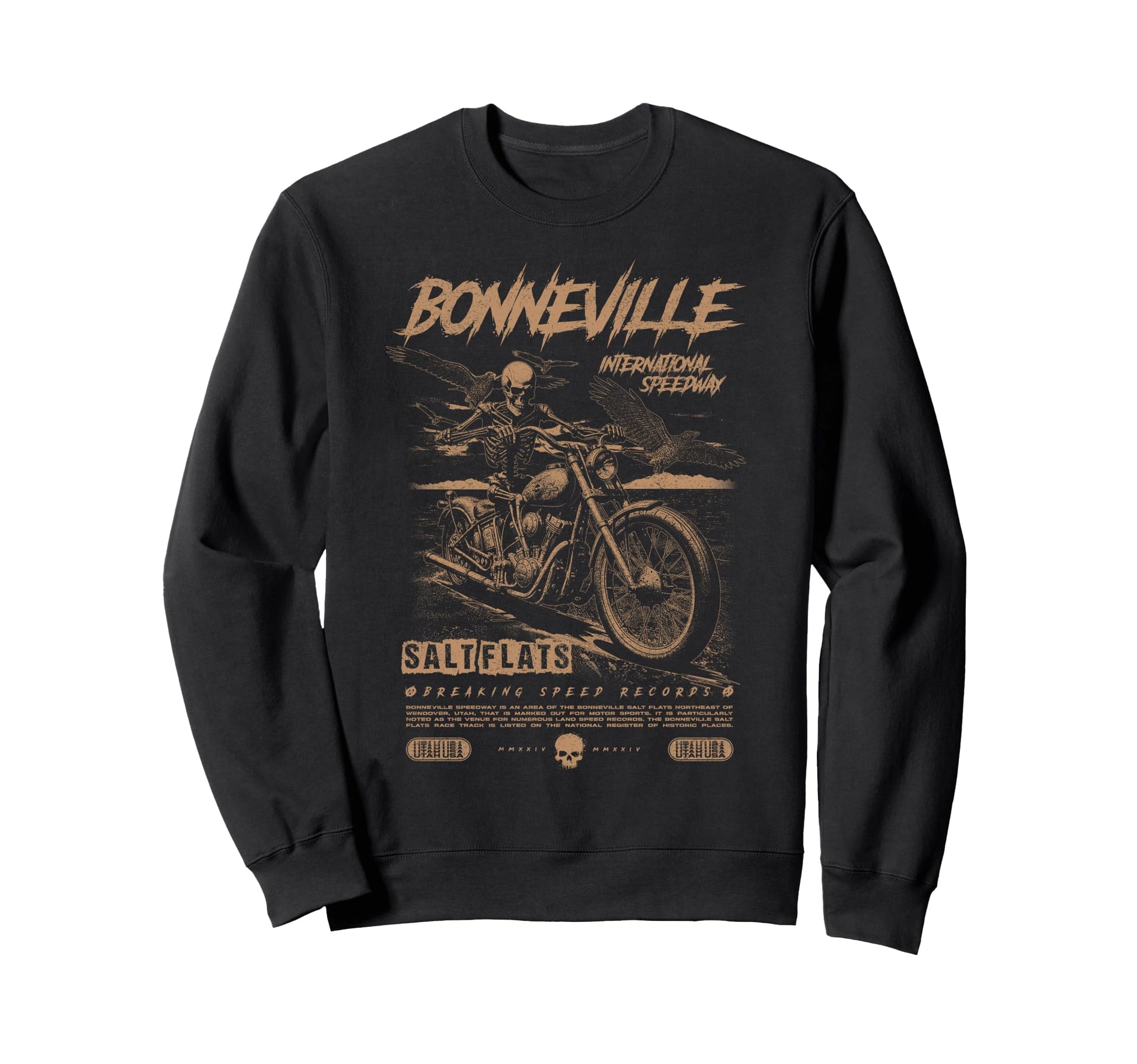 Bonneville Salt Flats Motorcycle Sweatshirt - Minimalist Print Men Women - T-Shirt, Sweatshirt, Hoodie