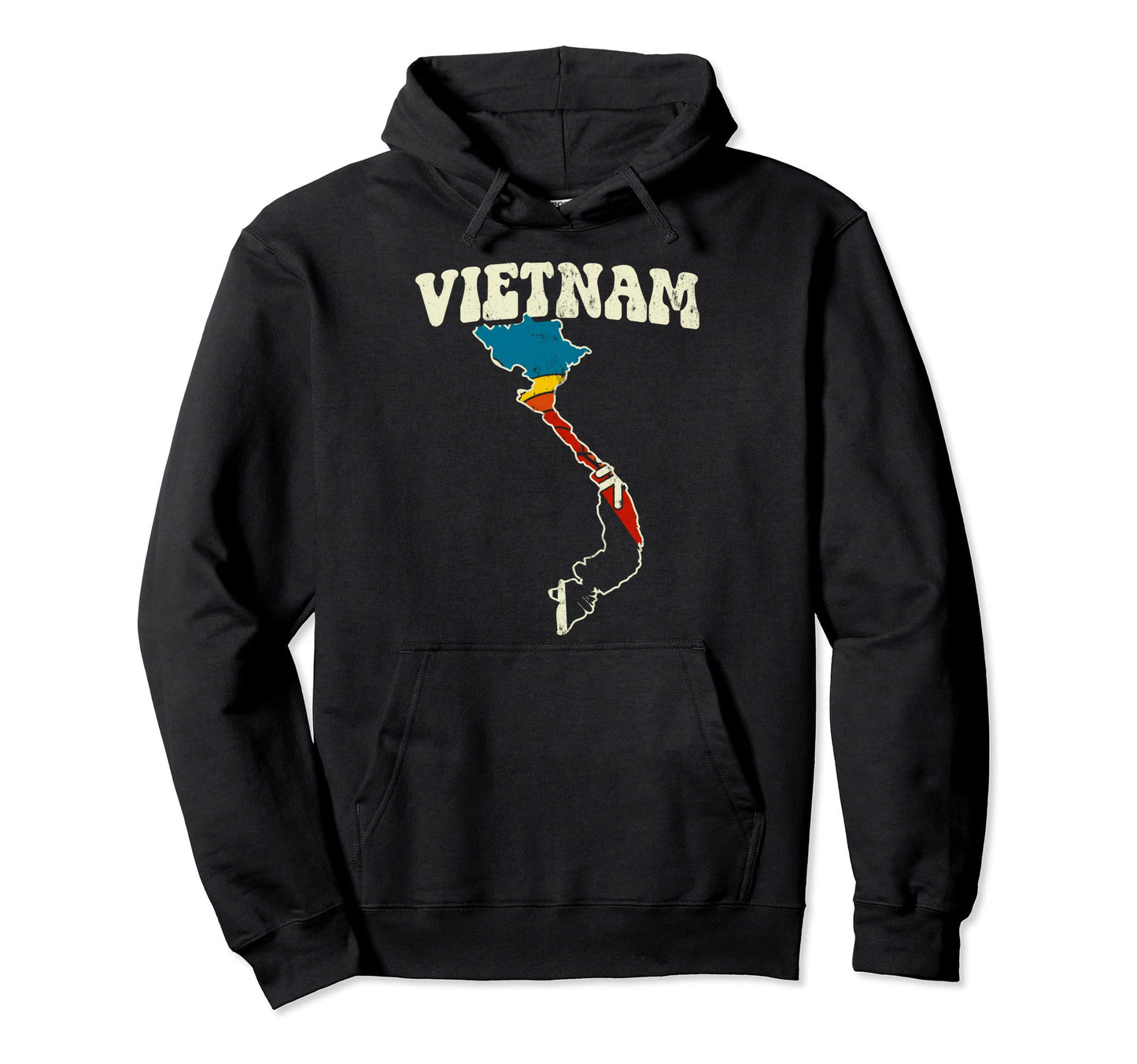 Vietnam Vietnamese Country Rainbow 70S Map Hoodie - Trendy Graphic Unisex - T-Shirt, Sweatshirt, Hoodie