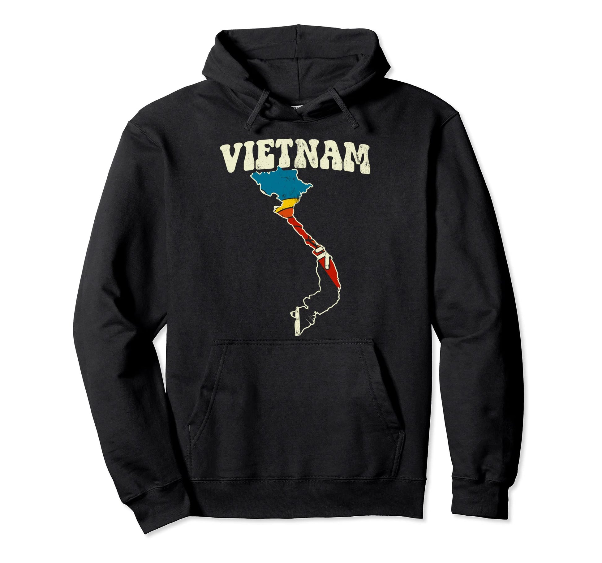 Vietnam Vietnamese Country Rainbow 70S Map Hoodie - Trendy Graphic Unisex - T-Shirt, Sweatshirt, Hoodie