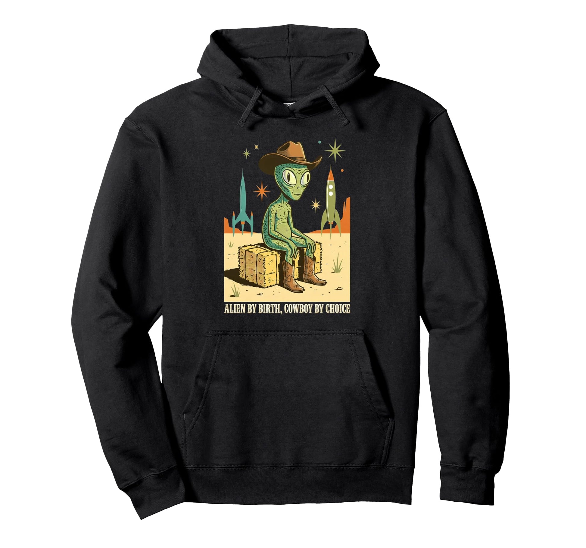 Alien Cowboy Space Western Cosmic Ufo Hoodie - Custom Art Print Unisex - T-Shirt, Sweatshirt, Hoodie