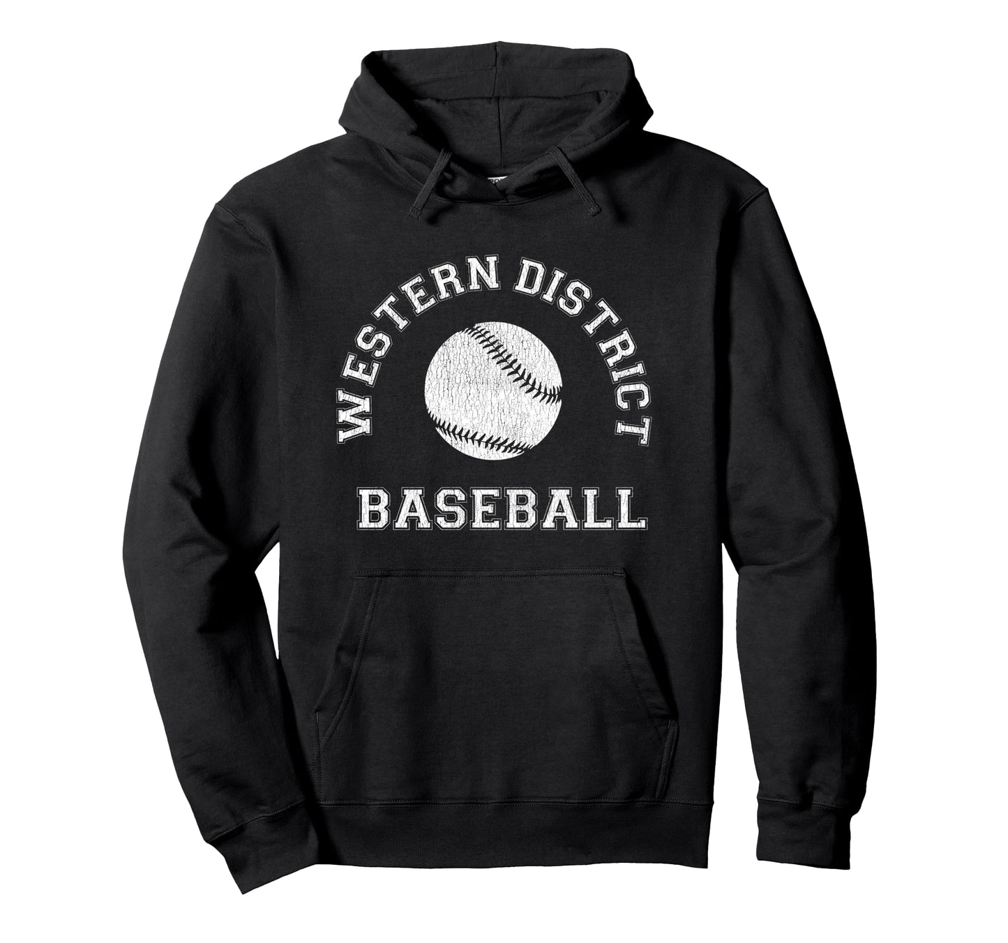 Western District Baseball Distressed Hoodie - Aesthetic Graphic for Adults - T-Shirt, Sweatshirt, Hoodie