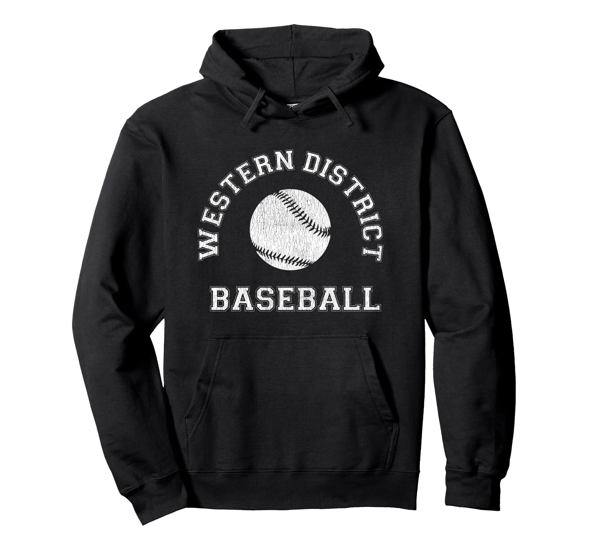 Western District Baseball Distressed Hoodie - Aesthetic Graphic for Adults - T-Shirt, Sweatshirt, Hoodie