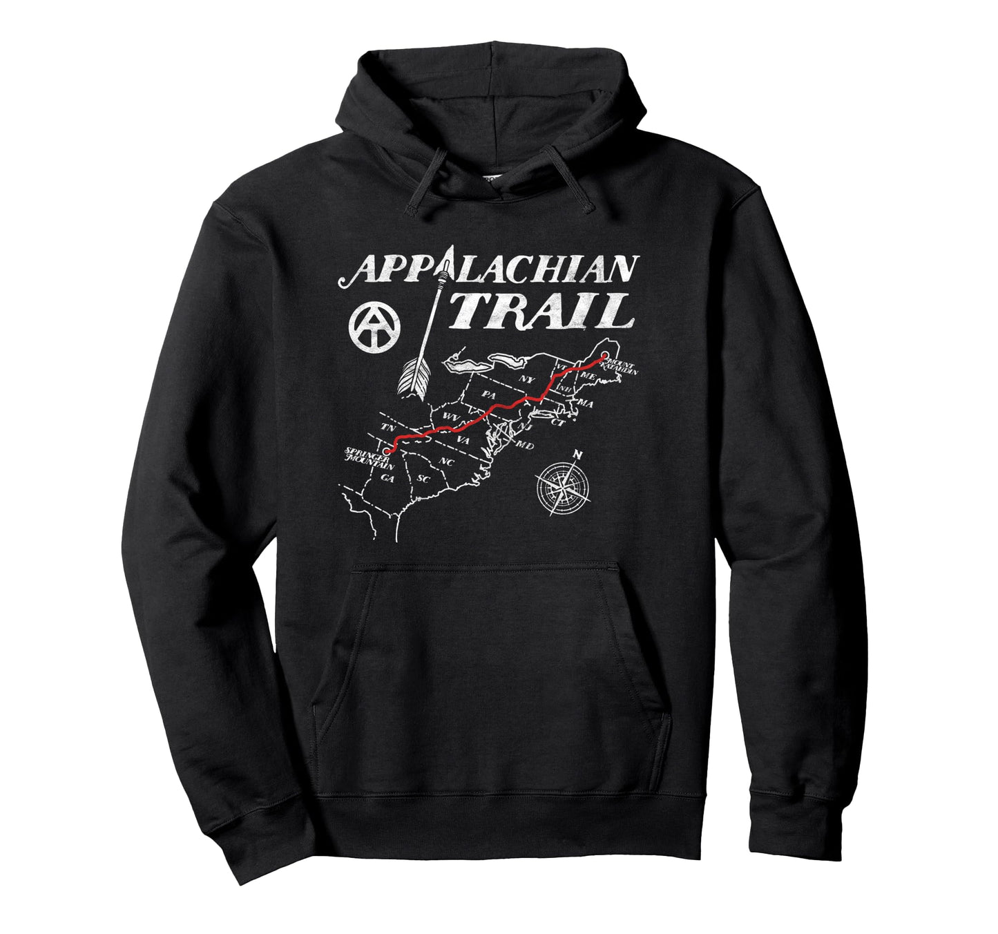 Appalachian Trail Map Minimalist Hiking Hoodie - Unique Graphic for Adults - T-Shirt, Sweatshirt, Hoodie