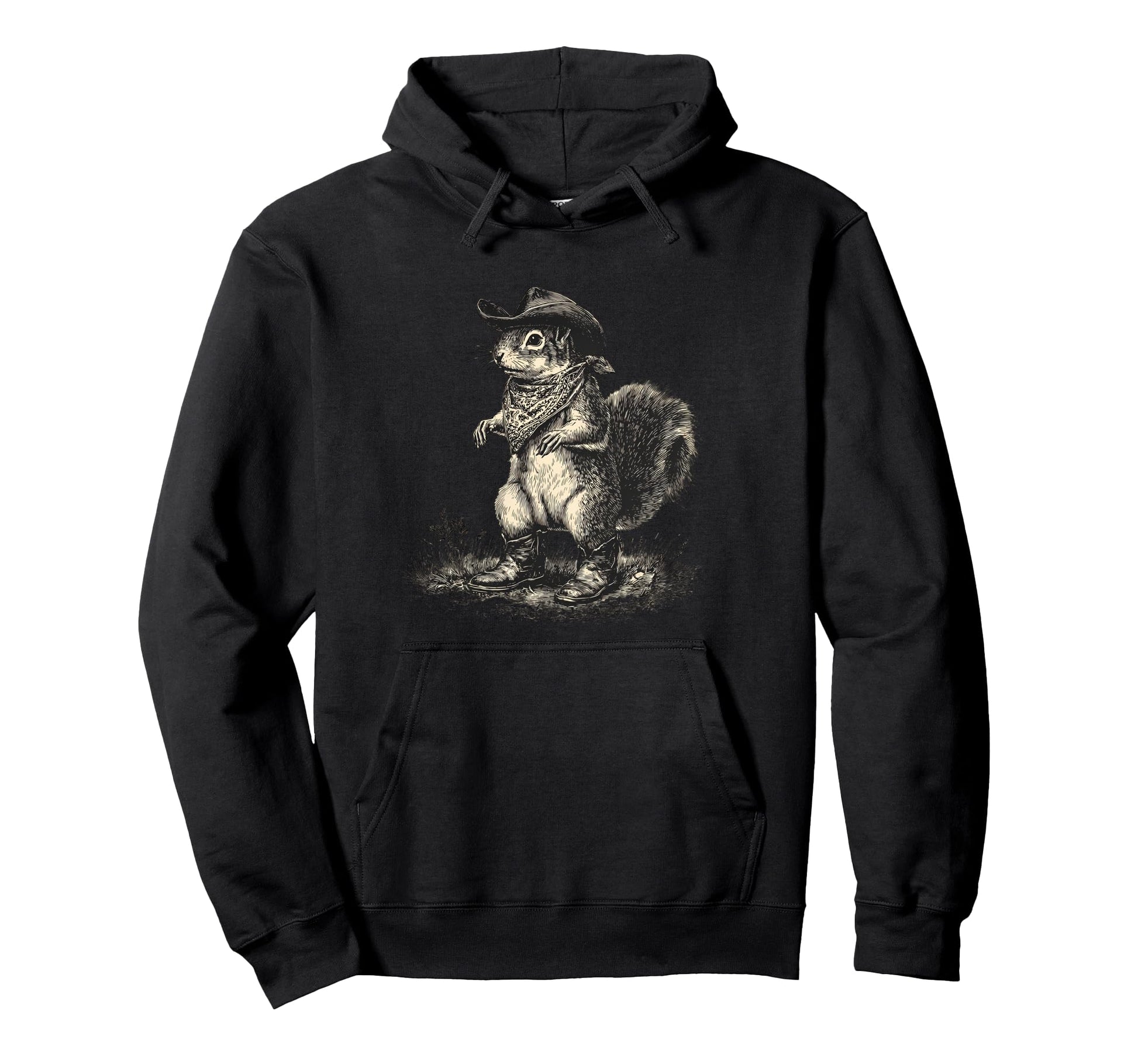 Squirrel Cowboy Rodeo Cowgirl Western Hoodie - Custom Art Print for Adults - T-Shirt, Sweatshirt, Hoodie