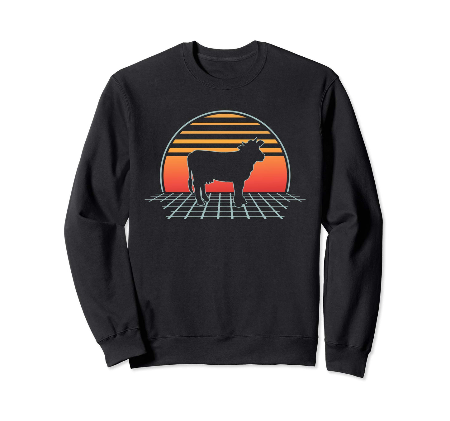 Cow 70S 80S Farm Animal Vaporwave Sweatshirt - Minimalist Print Men Women - T-Shirt, Sweatshirt, Hoodie
