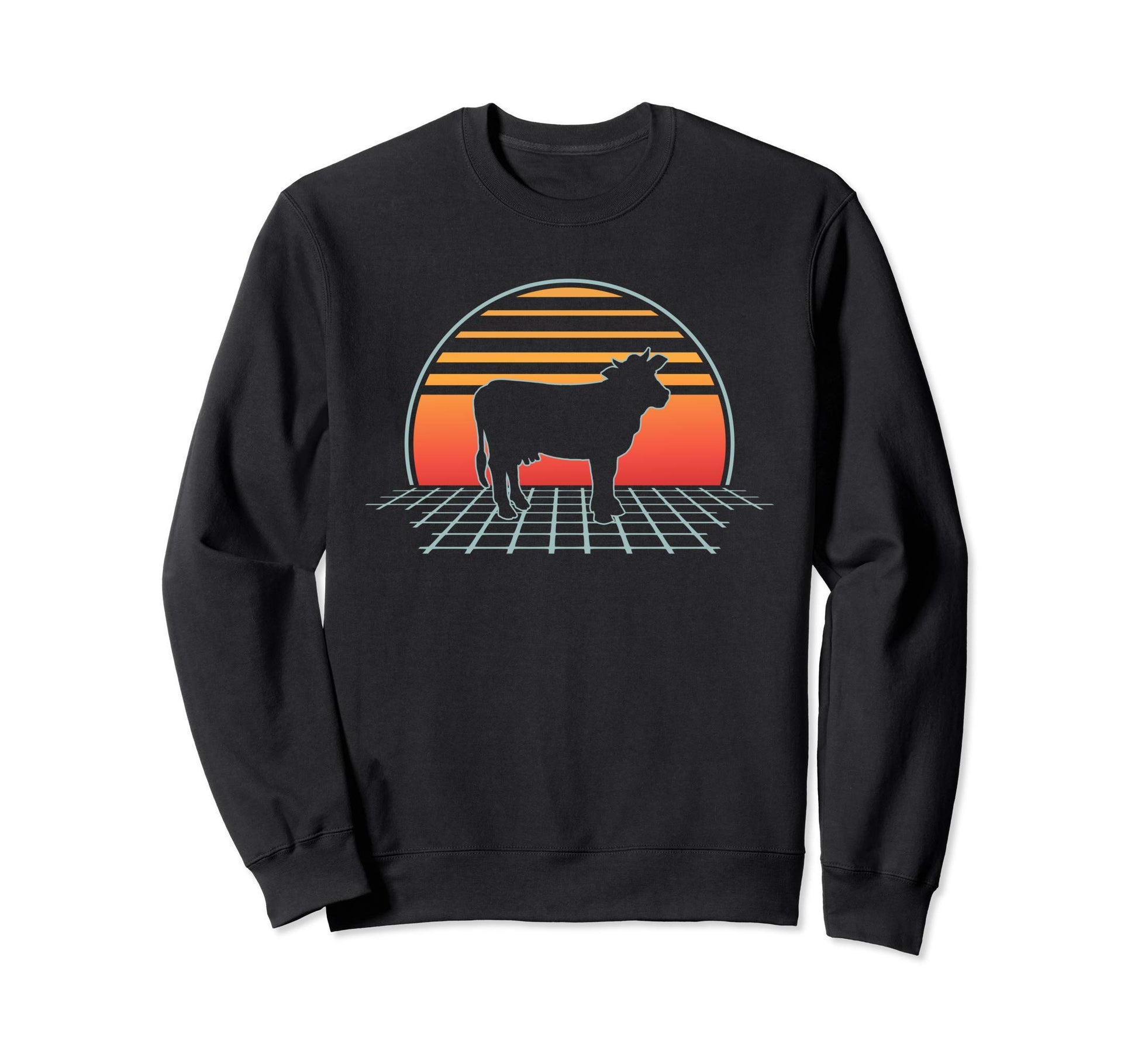 Cow 70S 80S Farm Animal Vaporwave Sweatshirt - Minimalist Print Men Women - T-Shirt, Sweatshirt, Hoodie