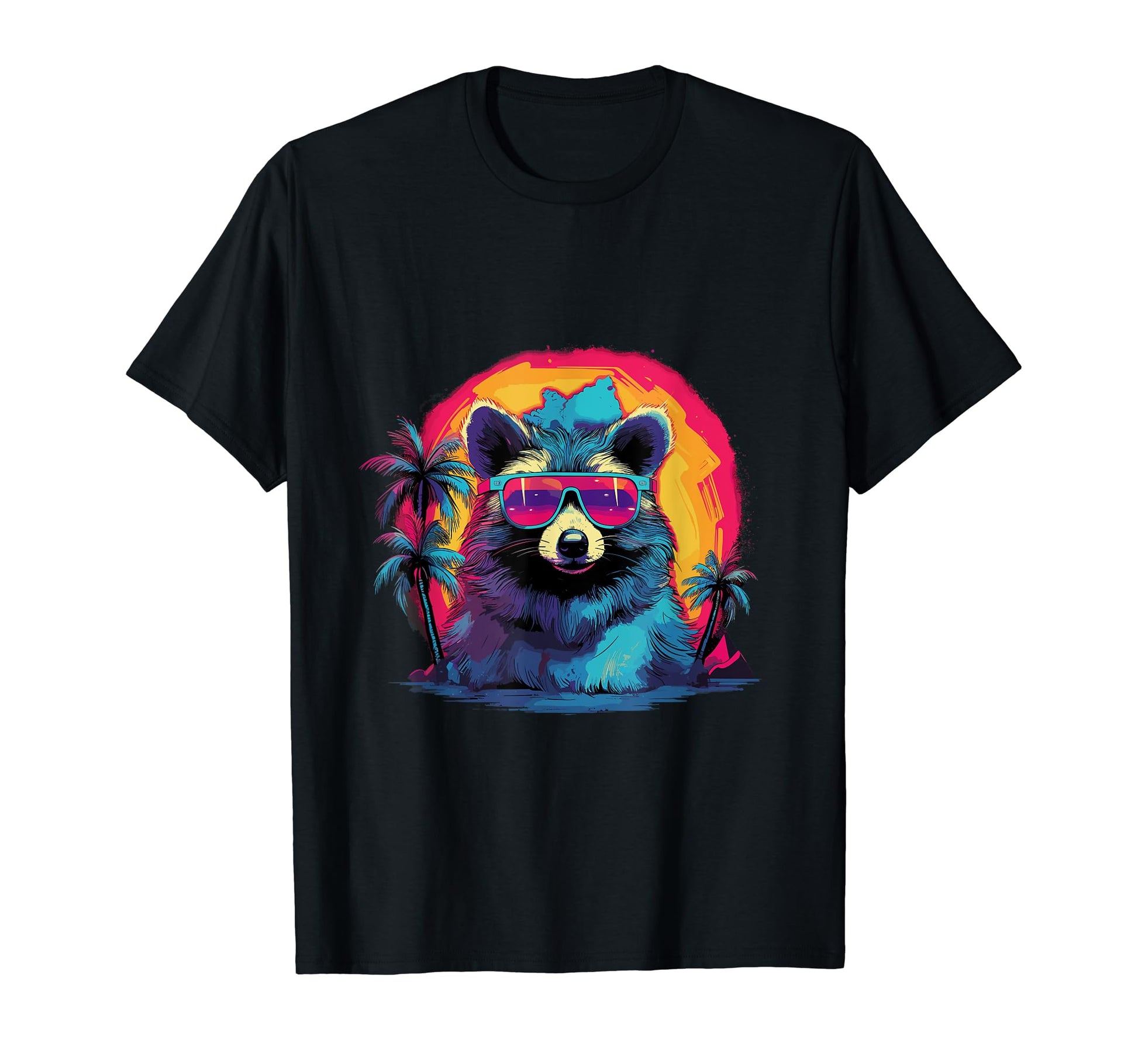 Funny Racoon Vaporwave Aesthetic T-Shirt - Casual Everyday Wear Men Women - T-Shirt, Sweatshirt, Hoodie