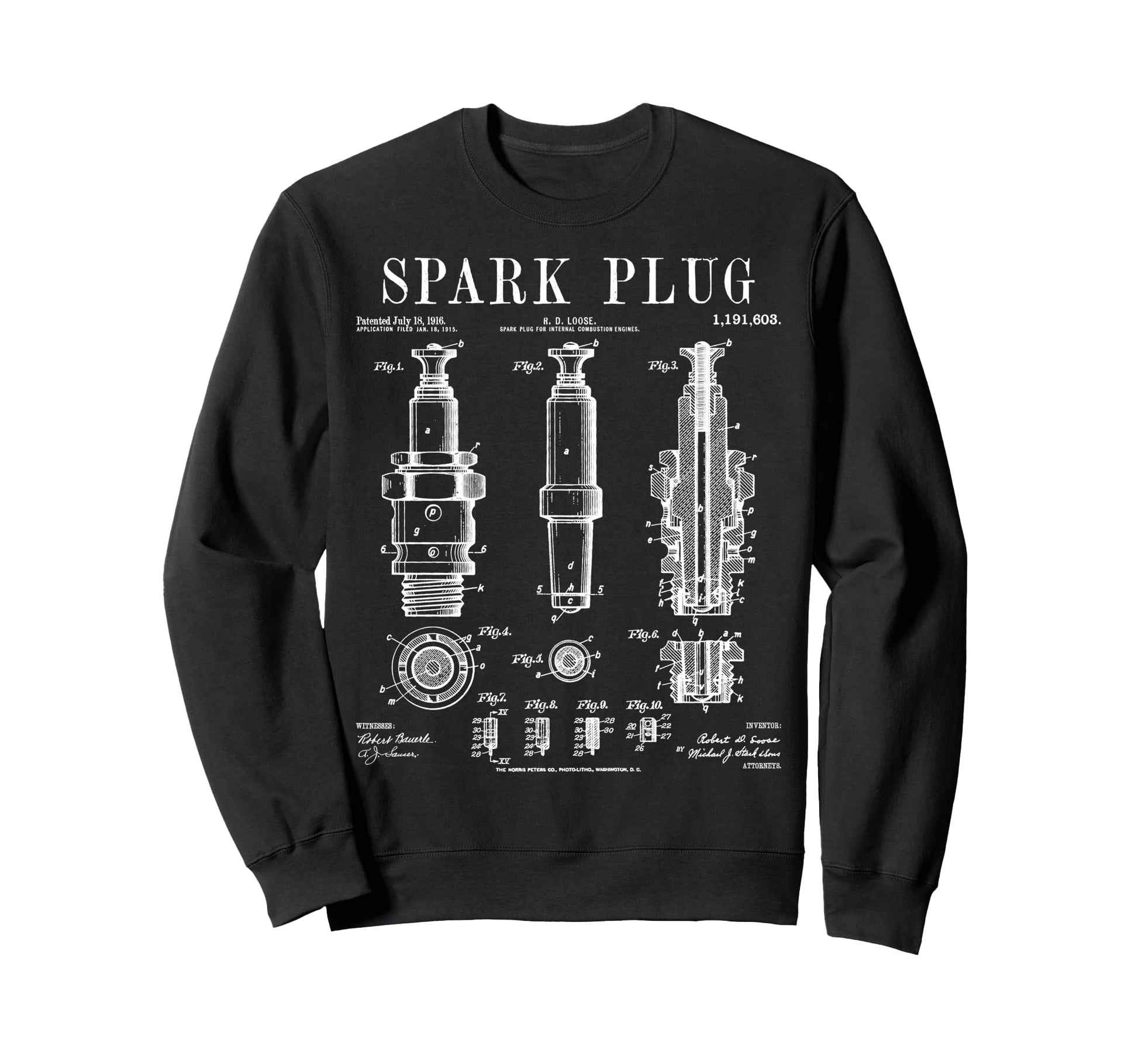 Spark Plug Car Motorcycle Engine Sweatshirt - Streetwear Style for Adults - T-Shirt, Sweatshirt, Hoodie