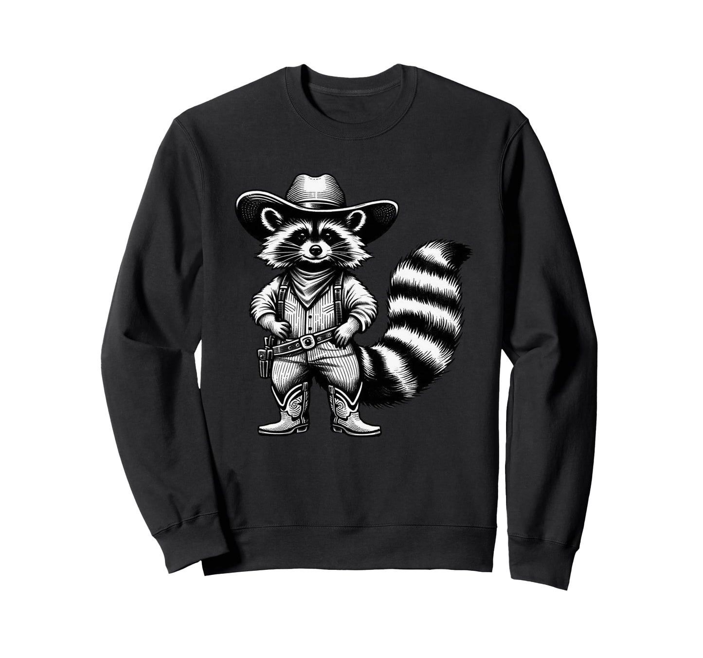 Raccoon Cowboy Western Rodeo Sweatshirt - Aesthetic Graphic Men Women - T-Shirt, Sweatshirt, Hoodie