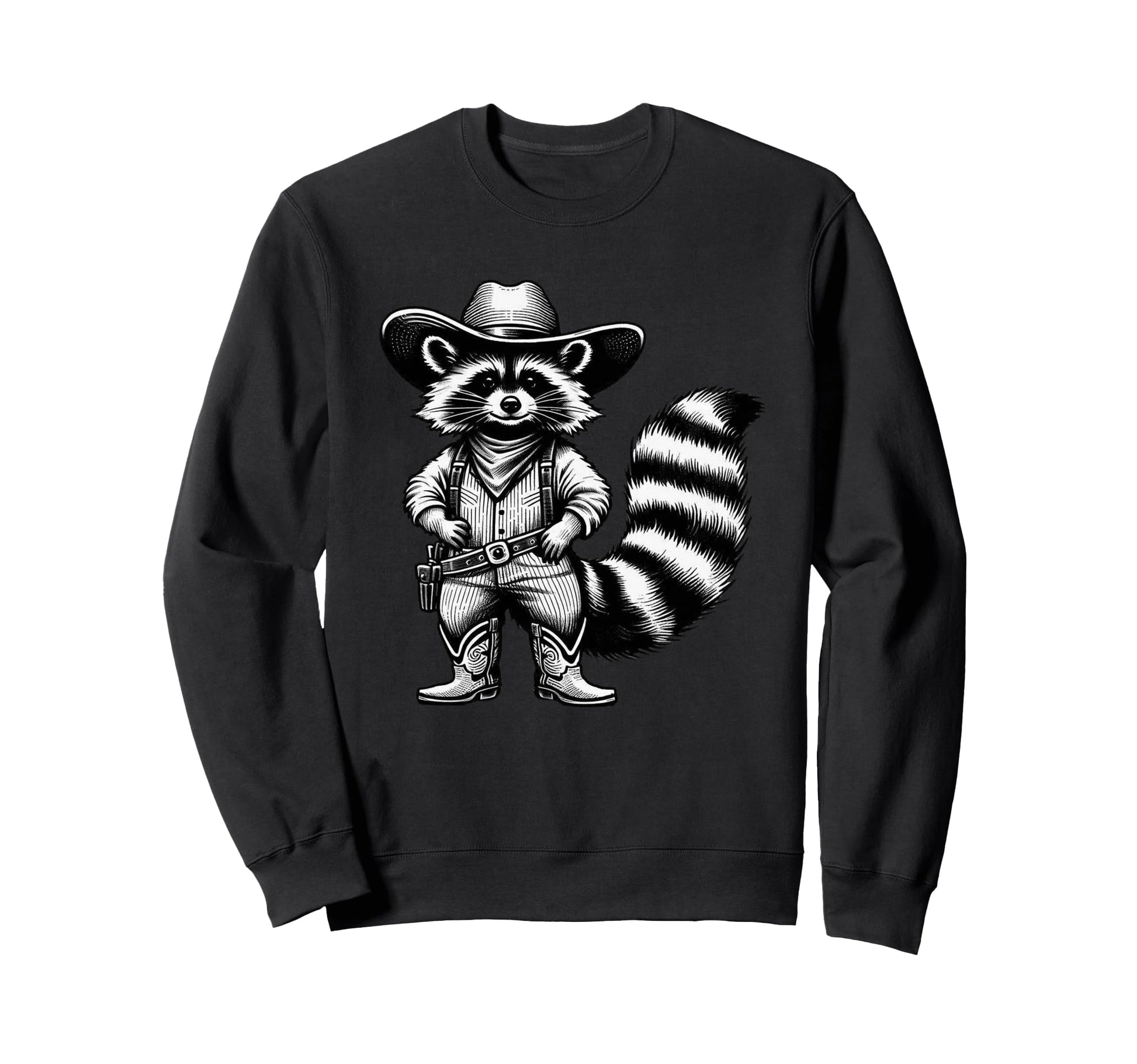 Raccoon Cowboy Western Rodeo Sweatshirt - Aesthetic Graphic Men Women - T-Shirt, Sweatshirt, Hoodie