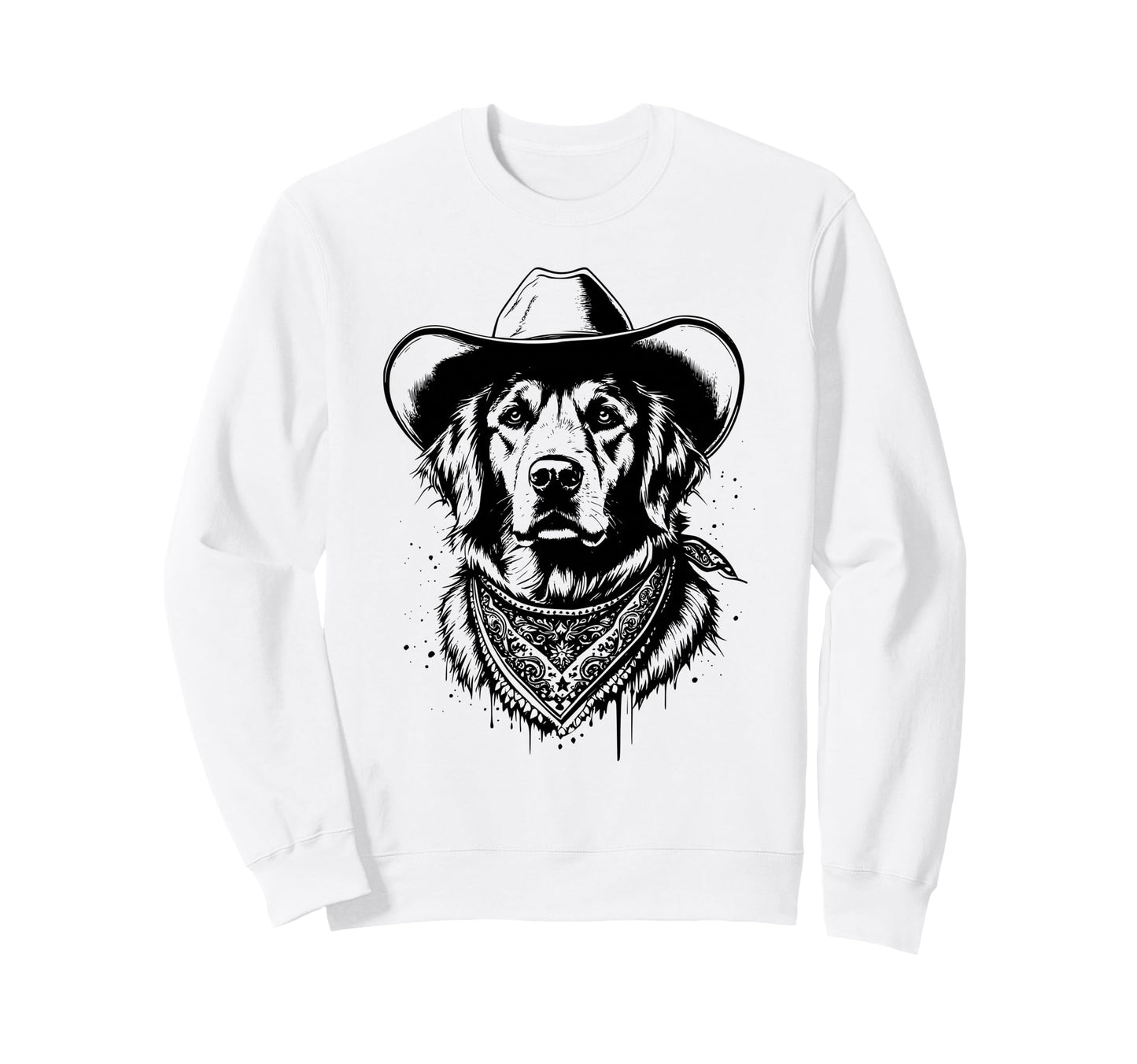 Western Golden Retriever Wearing Sweatshirt - Graphic Print for Adults - T-Shirt, Sweatshirt, Hoodie