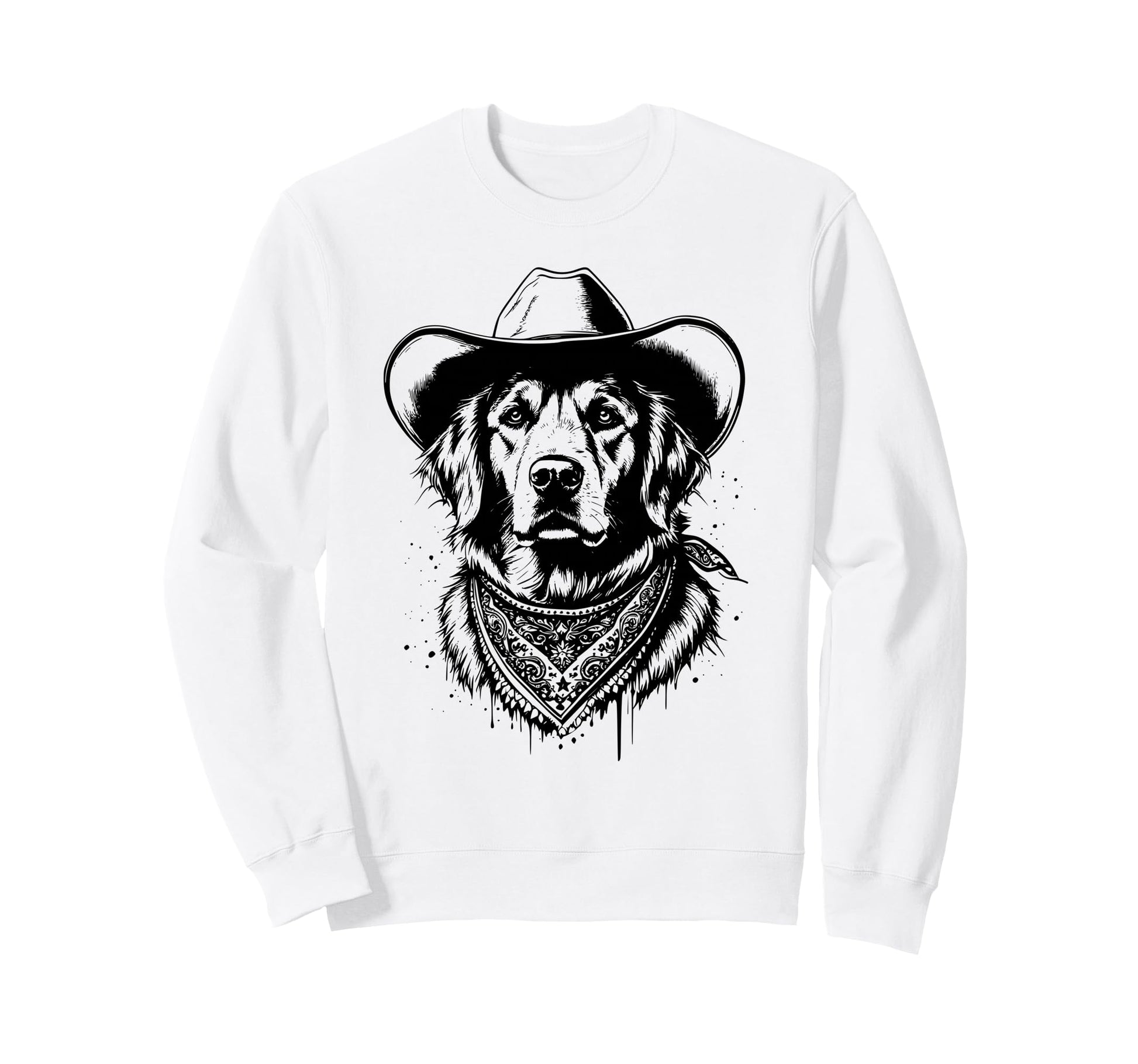 Western Golden Retriever Wearing Sweatshirt - Graphic Print for Adults - T-Shirt, Sweatshirt, Hoodie
