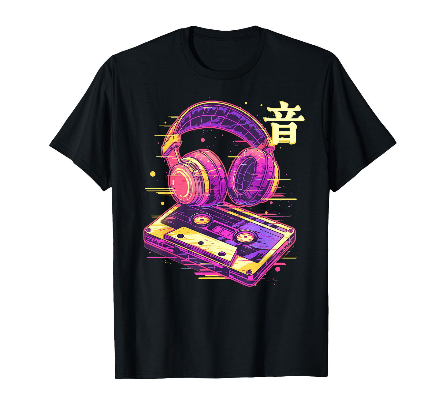Sound Headphone Casette Glitch 80S T-Shirt - Novelty Apparel for Adults - T-Shirt, Sweatshirt, Hoodie