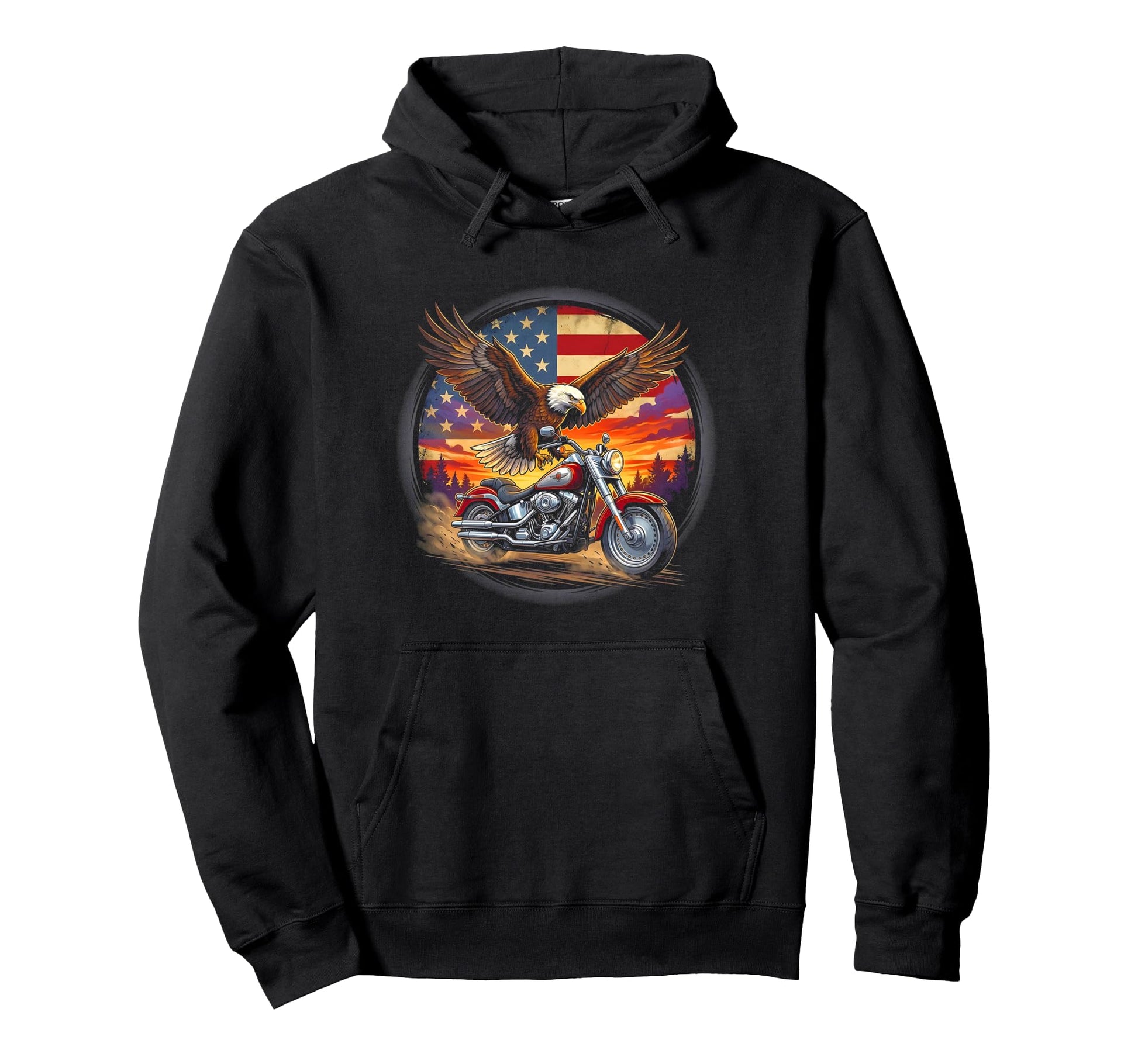 Usa Flag Motorcycle Usa Flag Biker Hoodie - Streetwear Style for Adults - T-Shirt, Sweatshirt, Hoodie