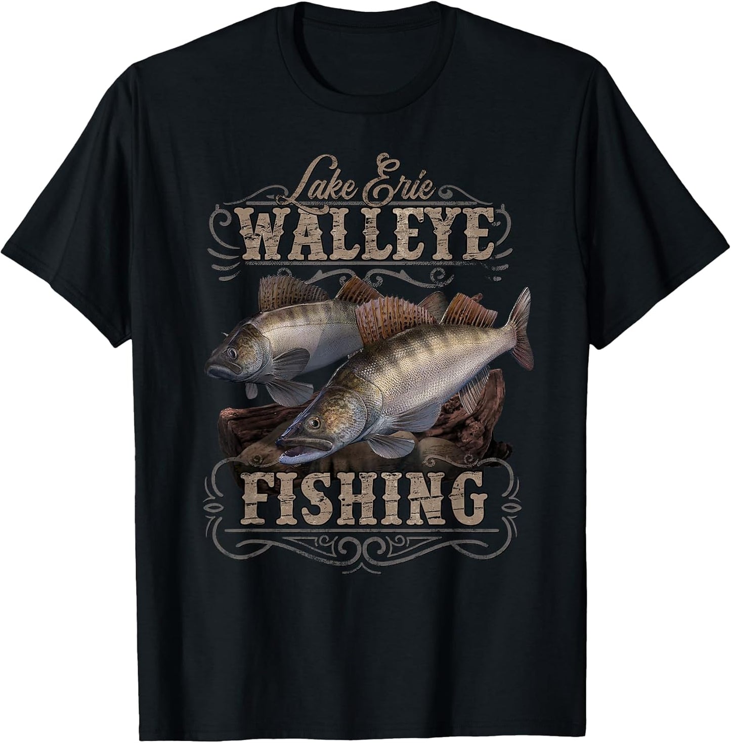 Lake Erie Walleye Fishing Vintage Gifts - Adult & Kids T-Shirts, Sweatshirts & Hoodies apparel design preview 1