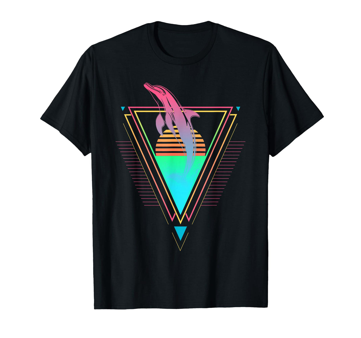 1980S 1990S Synthwave Dolphin Sunset T-Shirt - Graphic Print Men Women - T-Shirt, Sweatshirt, Hoodie