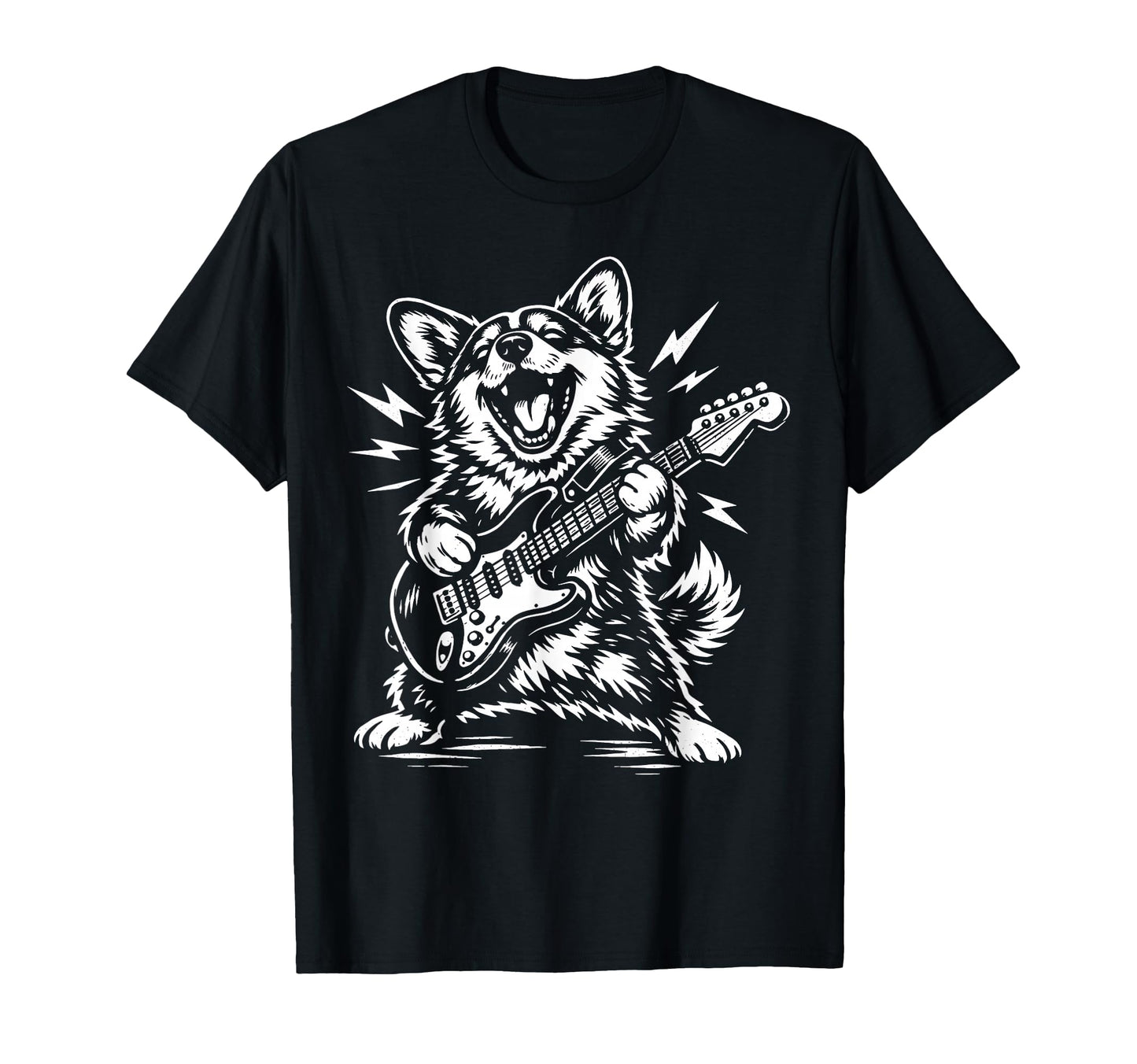 Funny Corgi Playing Guitar Rock T-Shirt - Casual Everyday Wear Men Women - T-Shirt, Sweatshirt, Hoodie