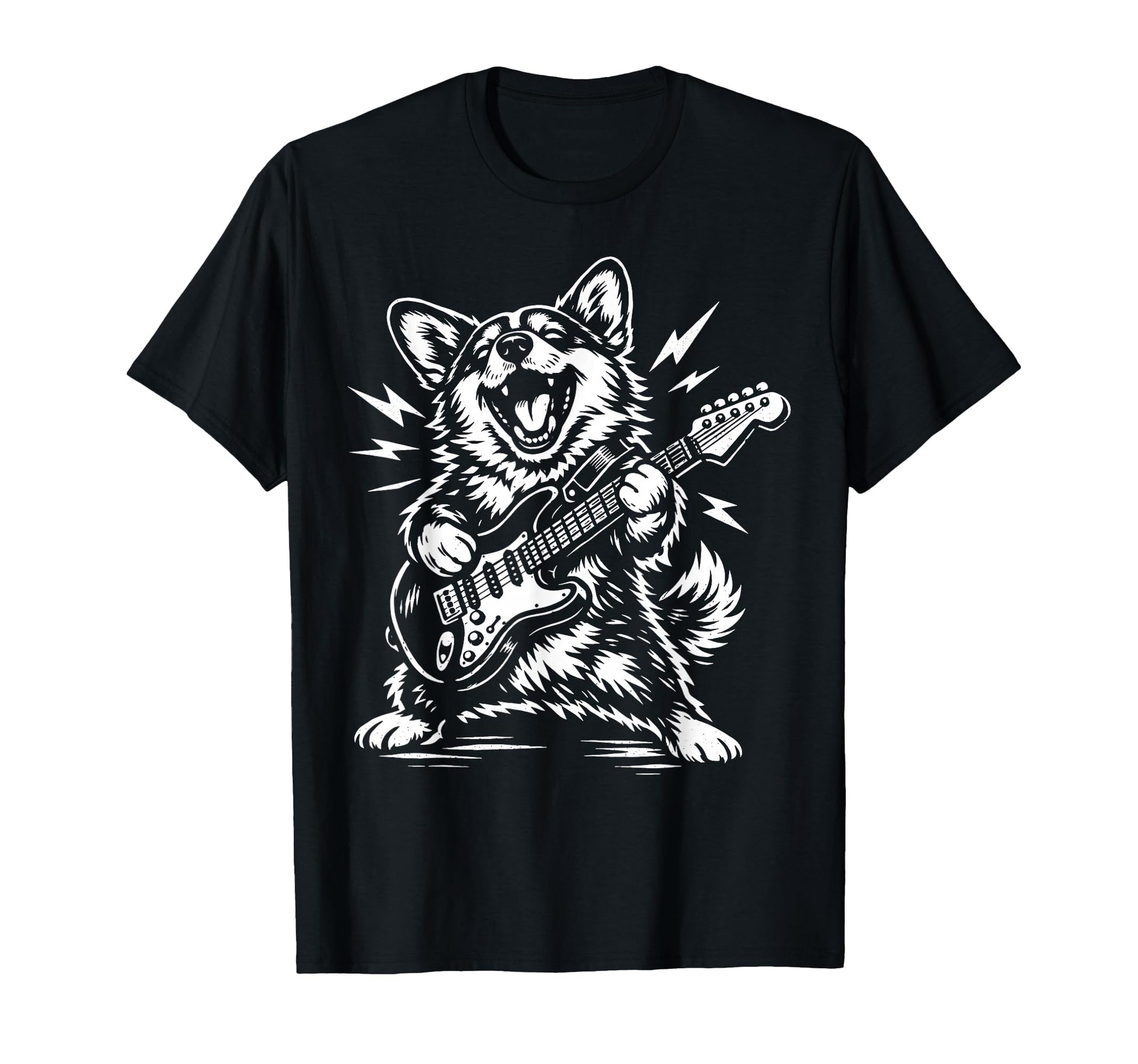 Funny Corgi Playing Guitar Rock T-Shirt - Casual Everyday Wear Men Women - T-Shirt, Sweatshirt, Hoodie