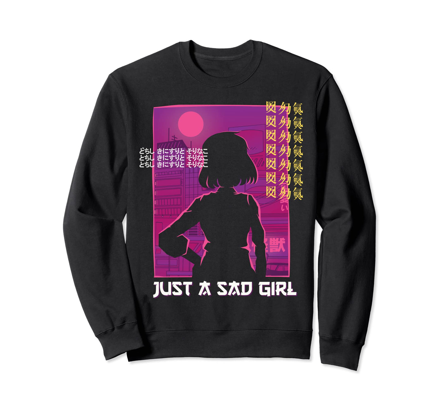 Sad Anime Waifu Pastel Lofi Indie Sweatshirt - Custom Art Print Unisex - T-Shirt, Sweatshirt, Hoodie