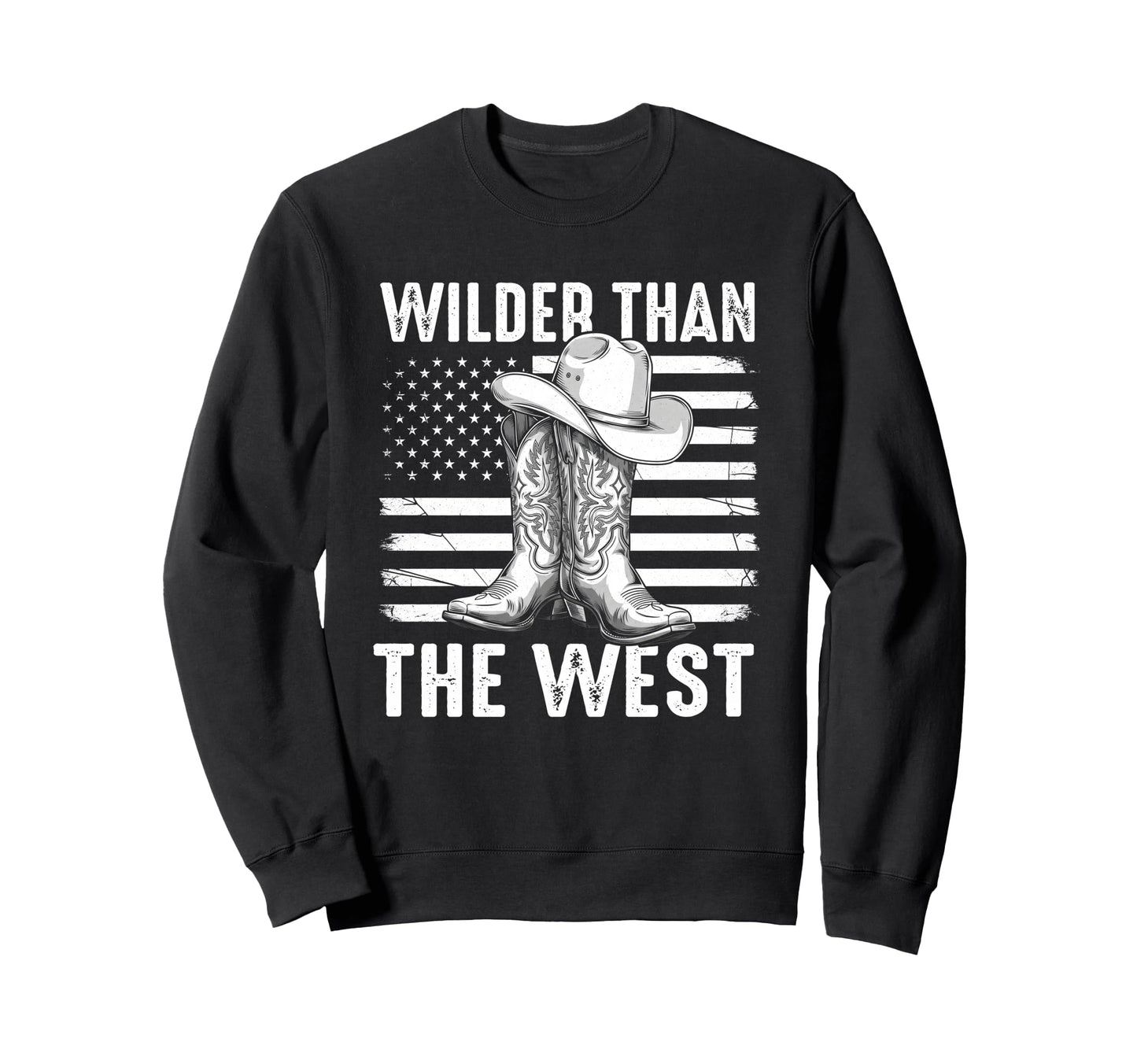 Wilder Than West Cowboy Boots Sweatshirt - Aesthetic Graphic for Adults - T-Shirt, Sweatshirt, Hoodie