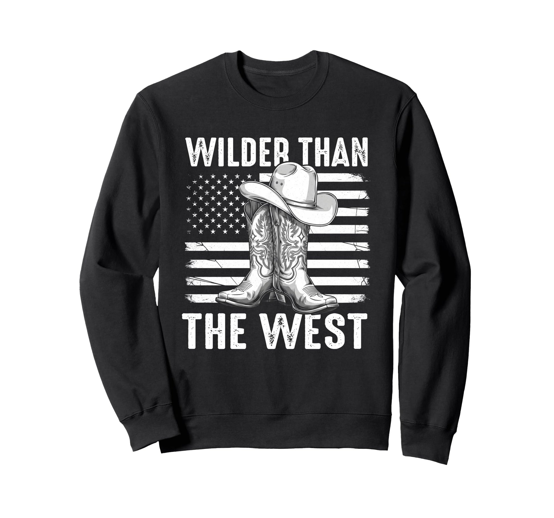Wilder Than West Cowboy Boots Sweatshirt - Aesthetic Graphic for Adults - T-Shirt, Sweatshirt, Hoodie
