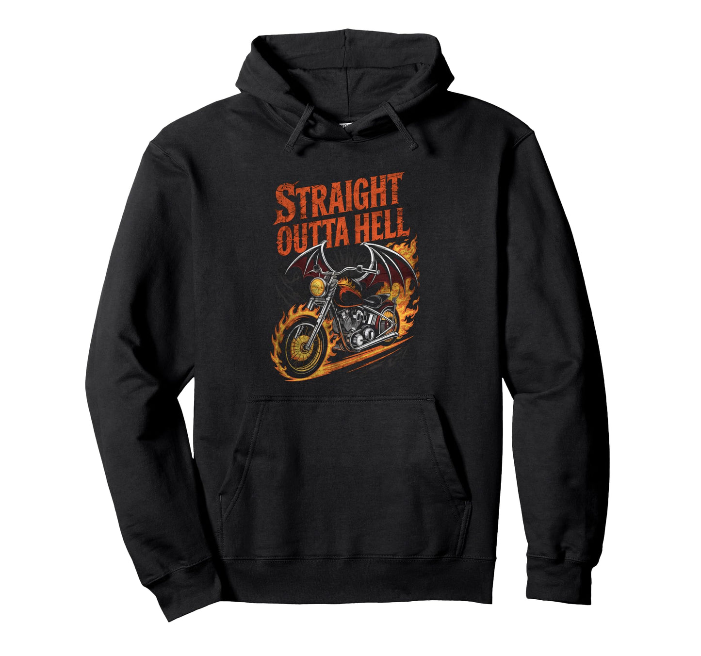 Straight Outta Hell Motorcycle Biker Hoodie - Casual Everyday Wear Unisex - T-Shirt, Sweatshirt, Hoodie