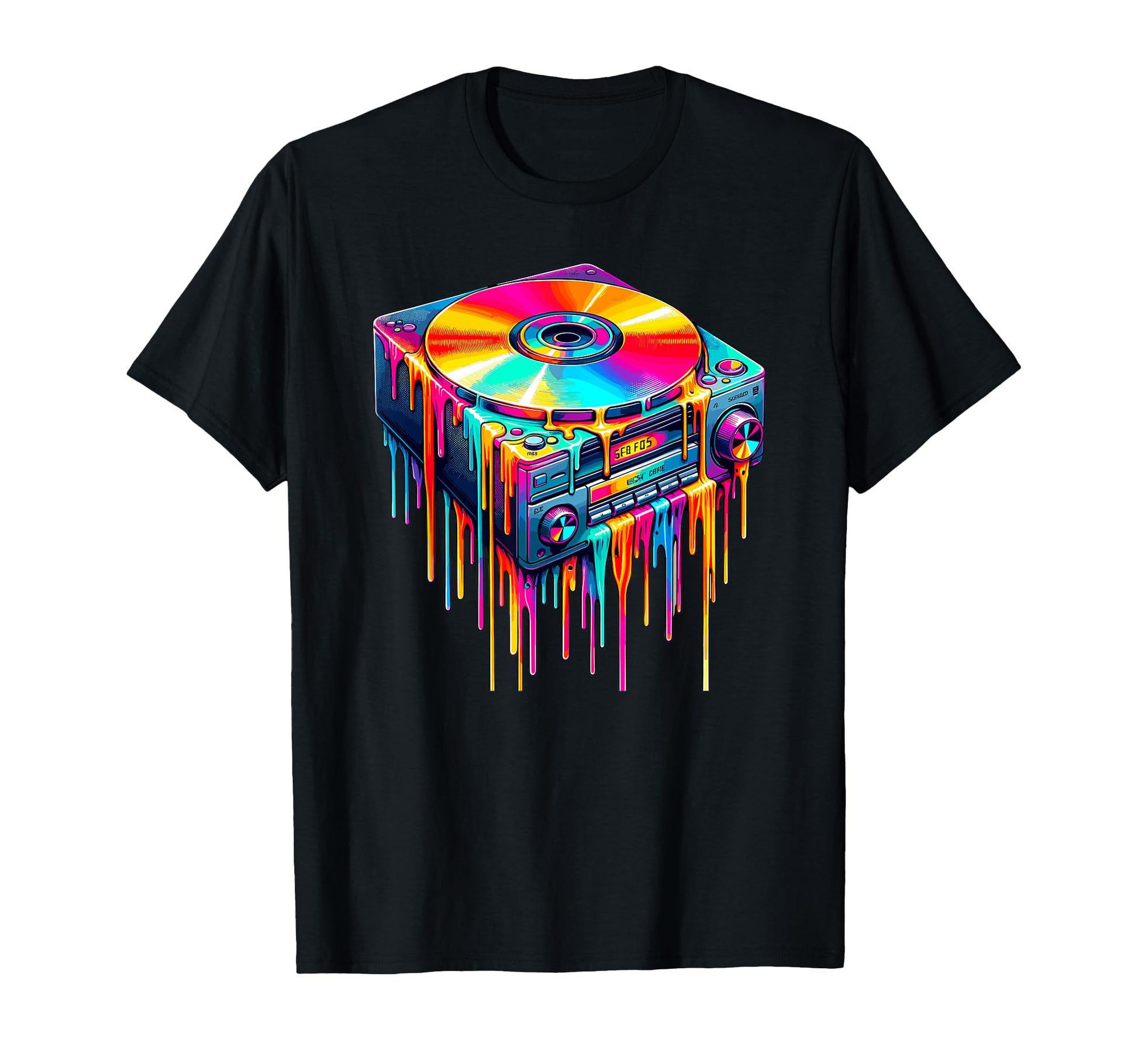 Dripping Paint Art Vinyl Record Player T-Shirt - Graphic Print Men Women - T-Shirt, Sweatshirt, Hoodie
