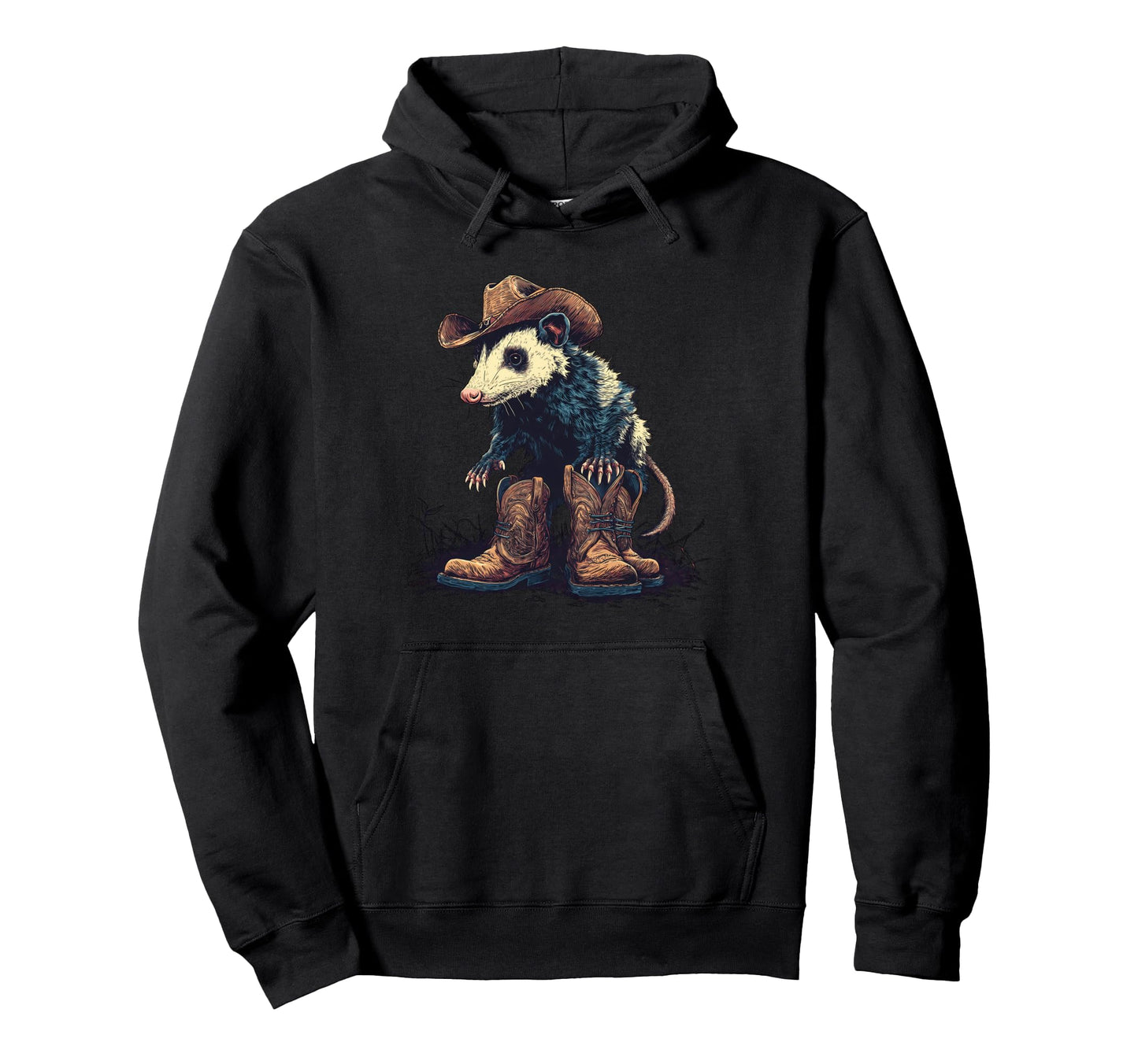 Country Cowboy Opossum Rodeo Possum Hoodie - Casual Everyday Wear Unisex - T-Shirt, Sweatshirt, Hoodie